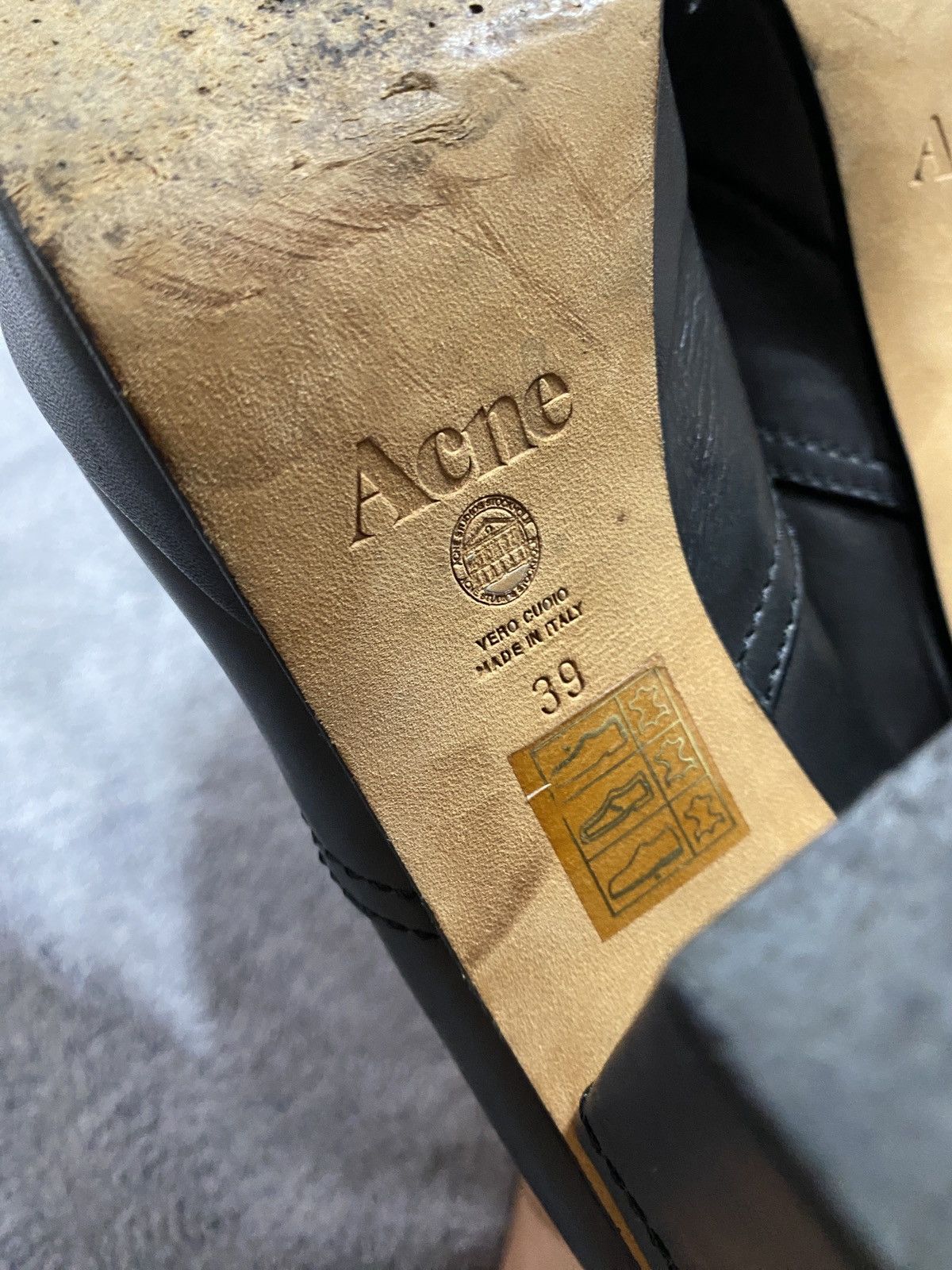 Acne Studios Vintage Black Leather Platform Ankle Boots Y2k