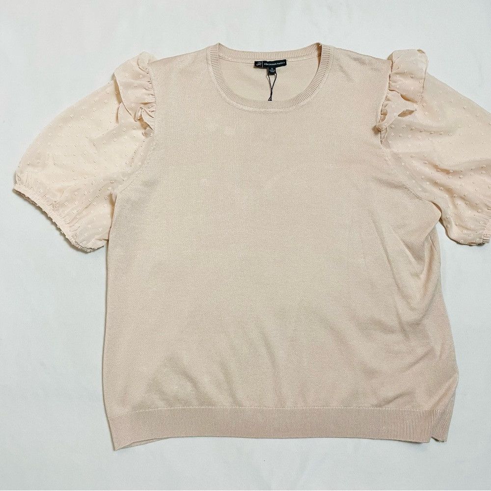 Adrianna Papell NWT New $89 Adrianna Papell Short Puff Sleeve Blush Sweater Size XL / US 12-14 / IT 48-50 - 5 Thumbnail