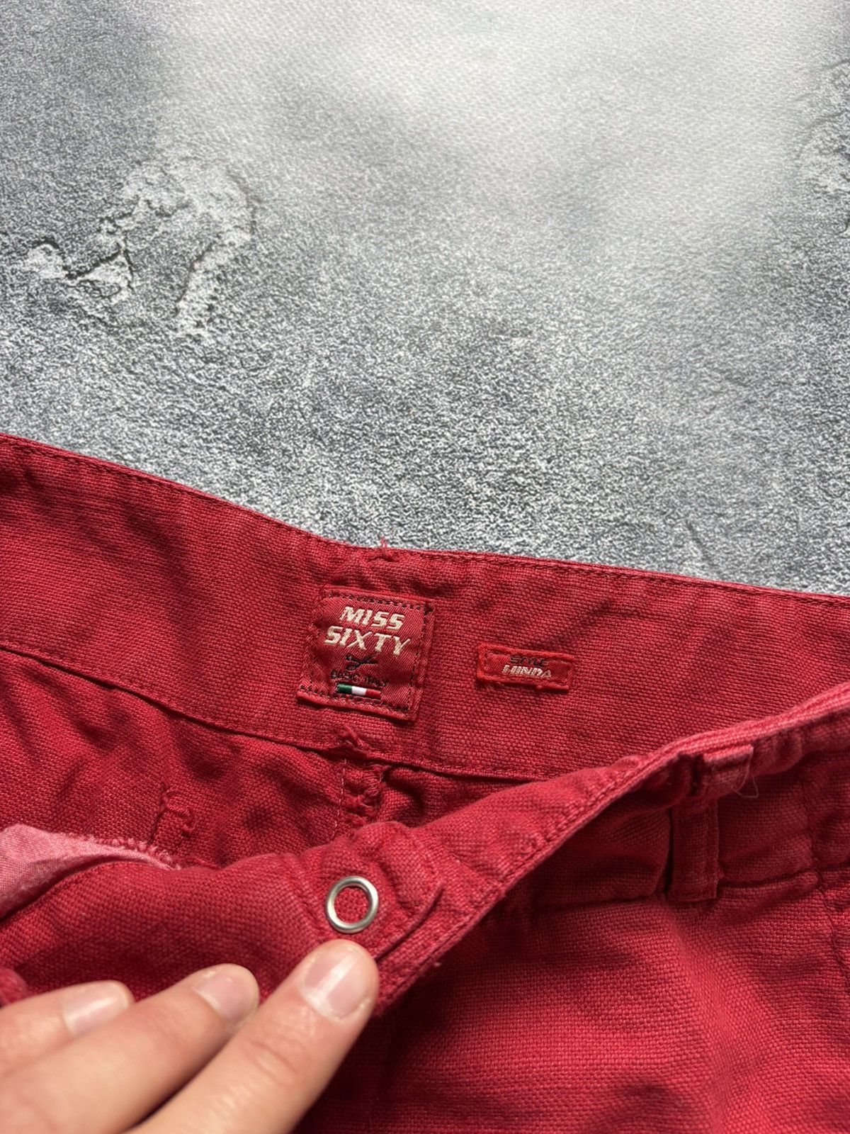 Miss Sixty Vintage 00s Miss Sixty Y2K Cotton Linen Red Wide Leg Pants Size 25" / US 0 / IT 36 - 8 Thumbnail