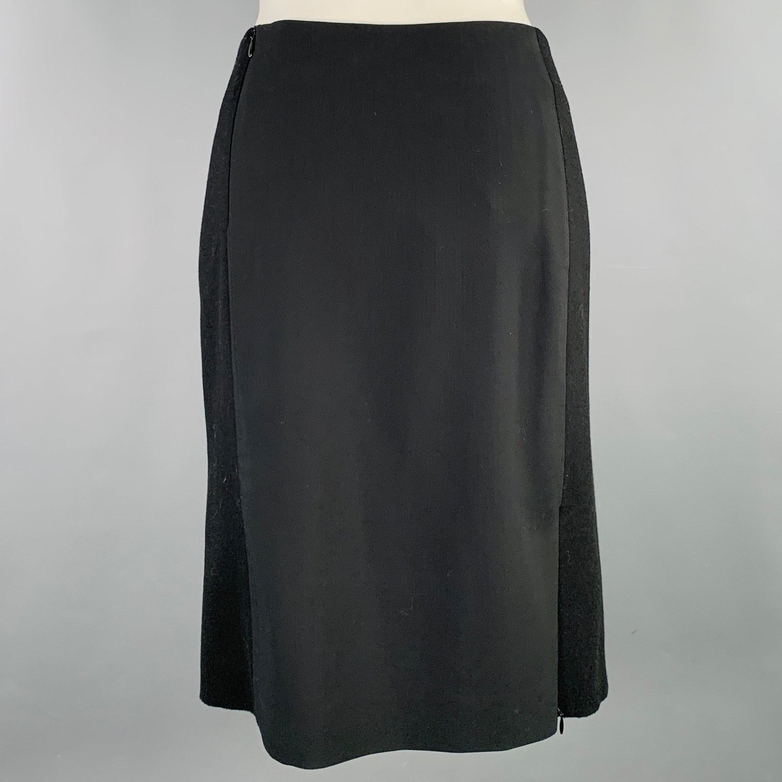 Kenzo KENZO Size S Black Wool Blend Mixed Fabrics Pencil Skirt Size 27" / US 4 / IT 40 - 3 Thumbnail