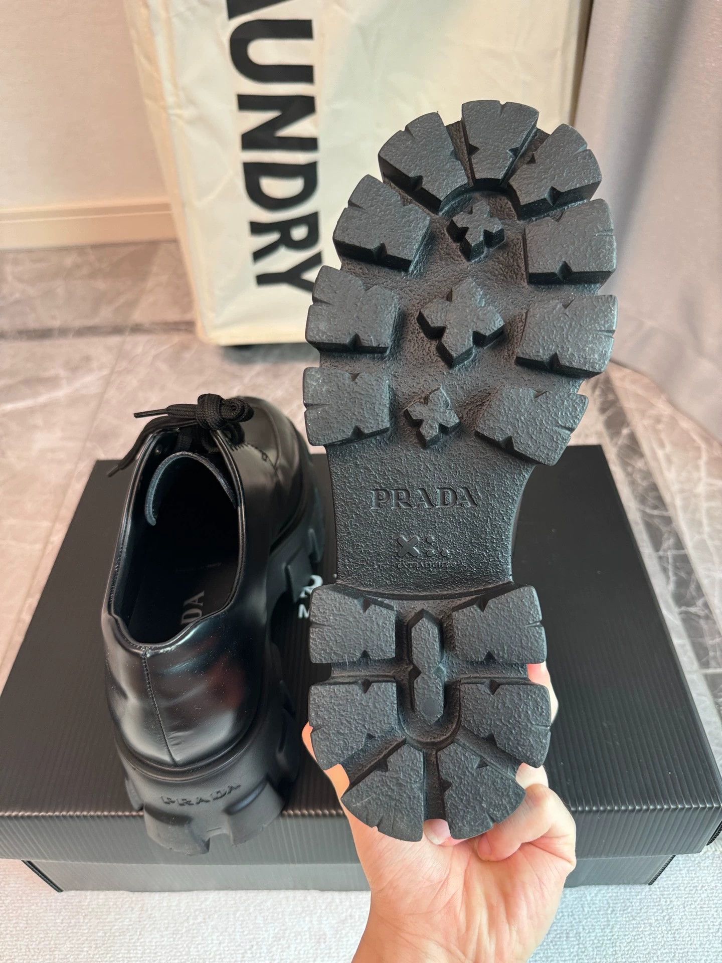 Prada Prada Leather Derby Platform Shoes Black EU38 Size US 7.5 / IT 37.5 - 8 Thumbnail