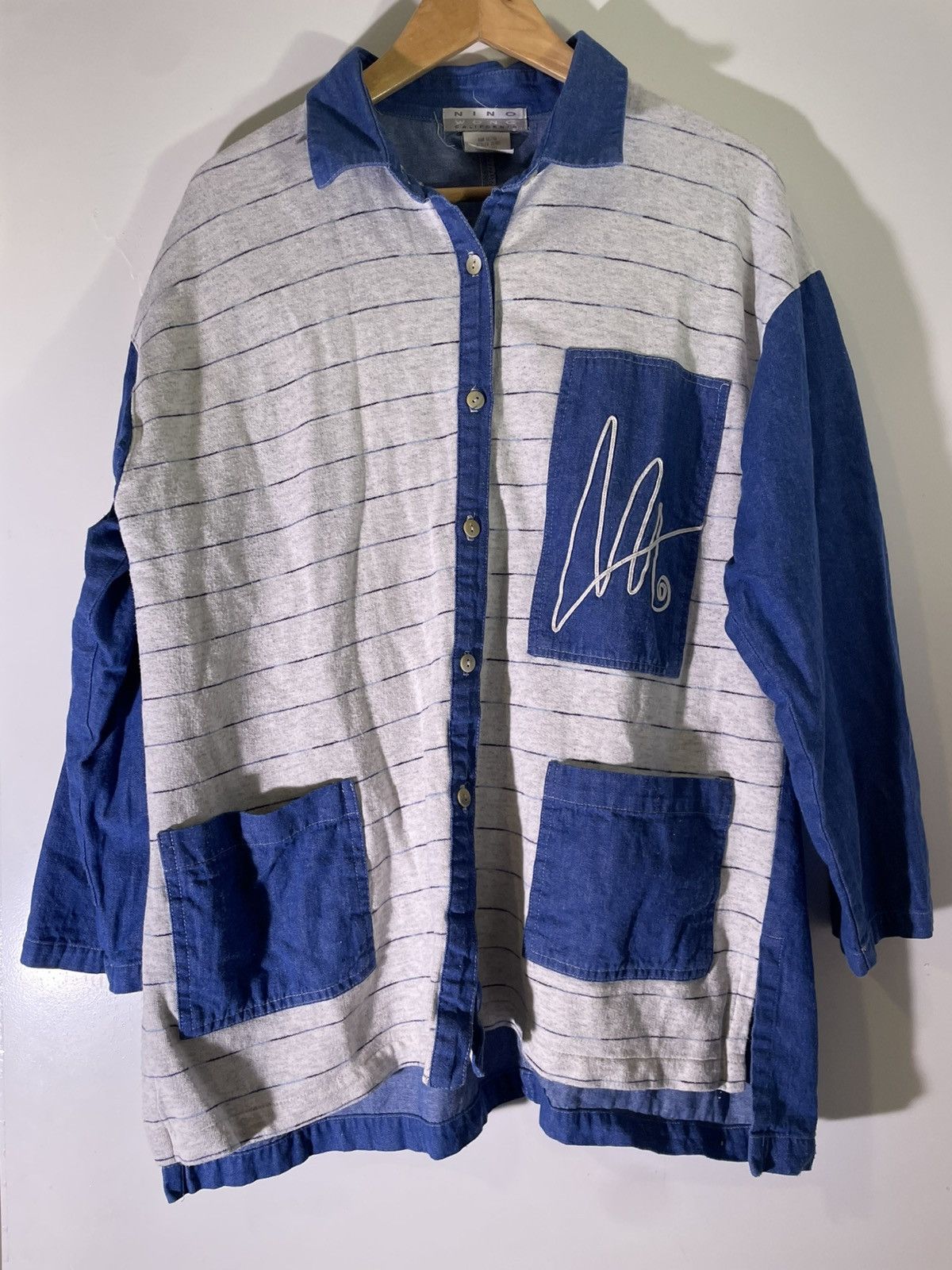 Vintage 90’s VTG Vintage Nino Wong Designer Denim Abstract Shirt Size US M / EU 48-50 / 2 - 3 Thumbnail