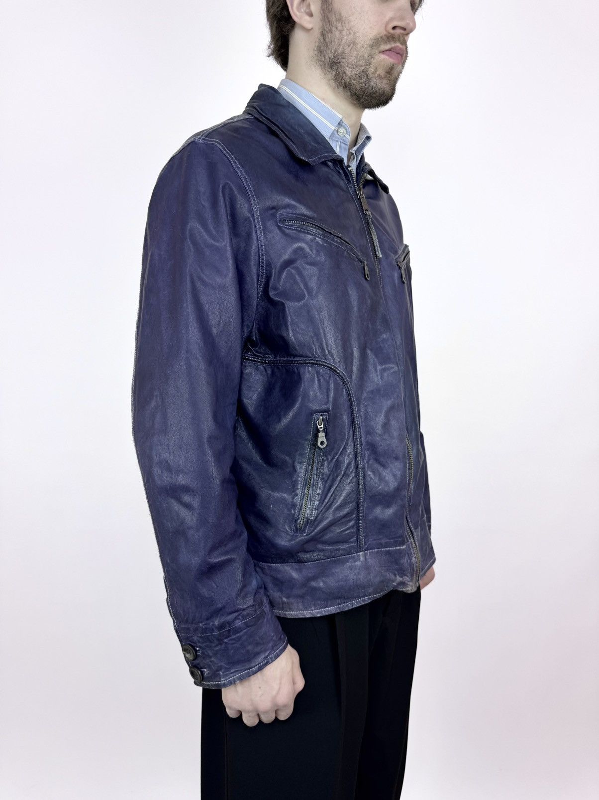 Marlboro Marlboro Classic Leather Jacket Faded Blue Mens Size 2XL Size US XXL / EU 58 / 5 - 3 Thumbnail