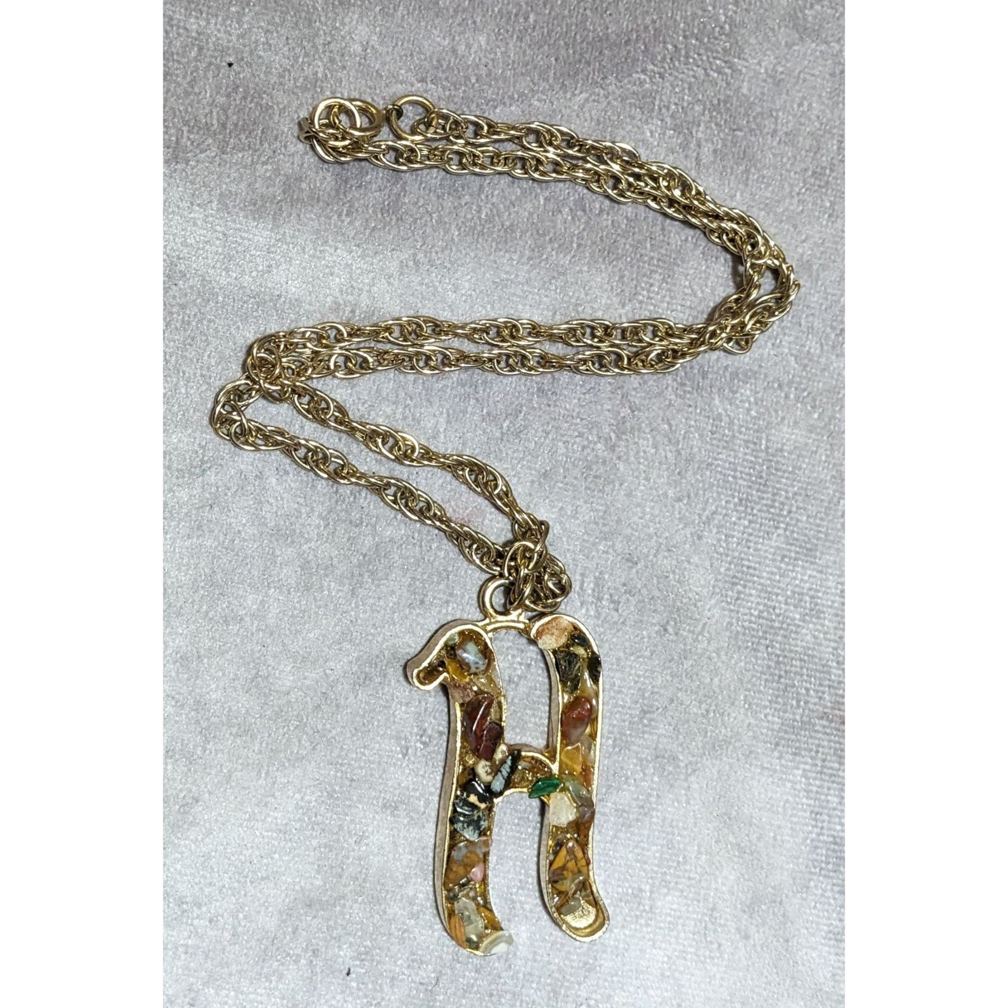Other Gemstone Chip H Initial Pendant Necklace Size ONE SIZE - 12 Thumbnail