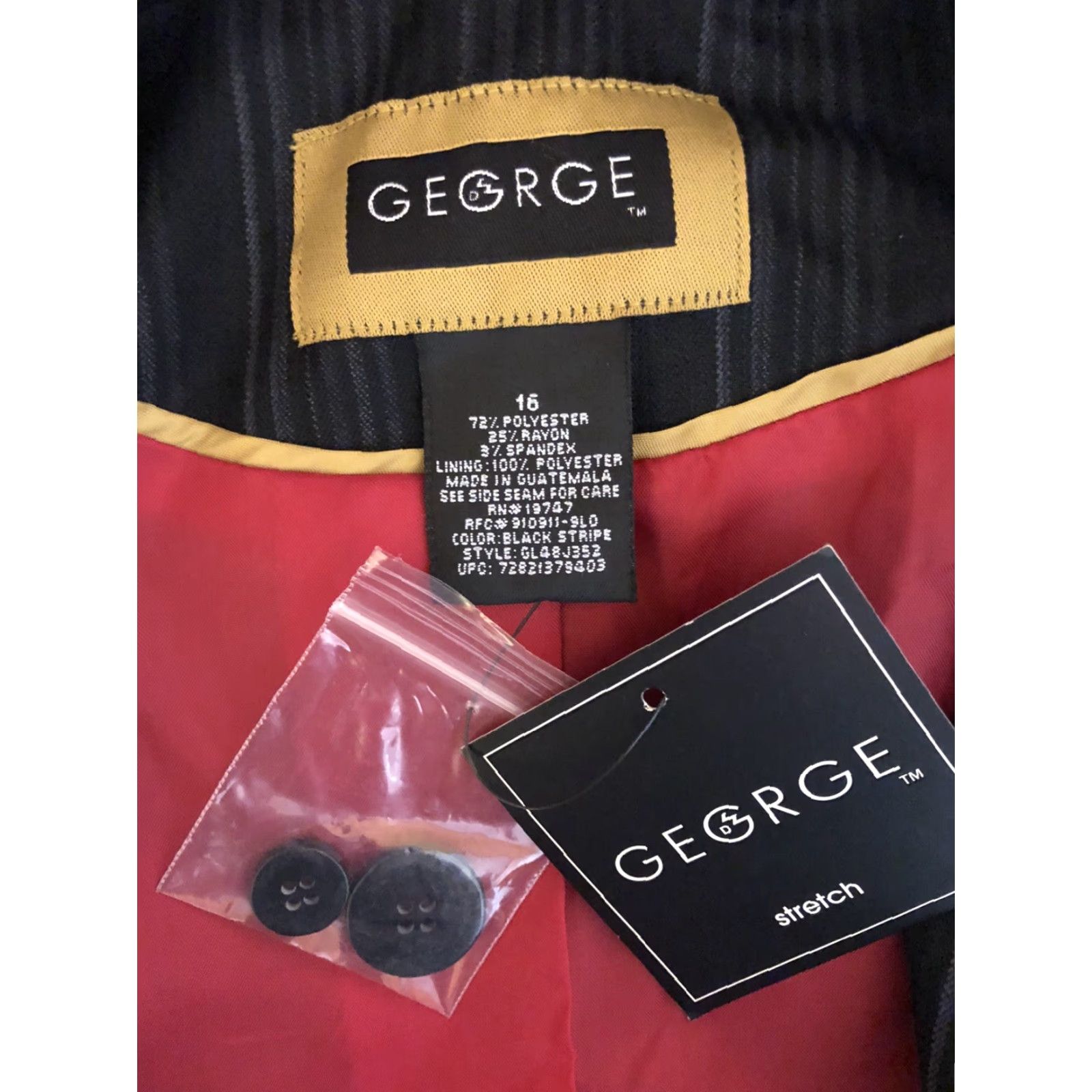 George George Blazer Jacket 16 Black Stripe Notch Collar Double Vent Lined Women Corporate Casual Workwear Blazer Mens? Size XXL / US 16-18 / IT 52-54 - 4 Thumbnail