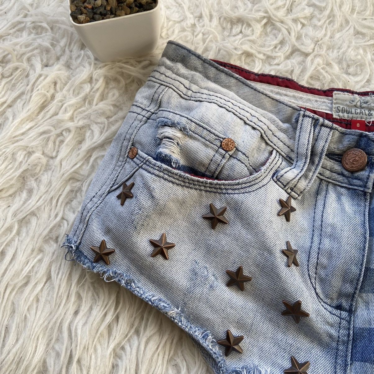 If Six Was Nine 📌 Vintage Soulcat USA Flag Metal Stars Y2K Shorts Size 30" / US 8 / IT 44 - 3 Thumbnail