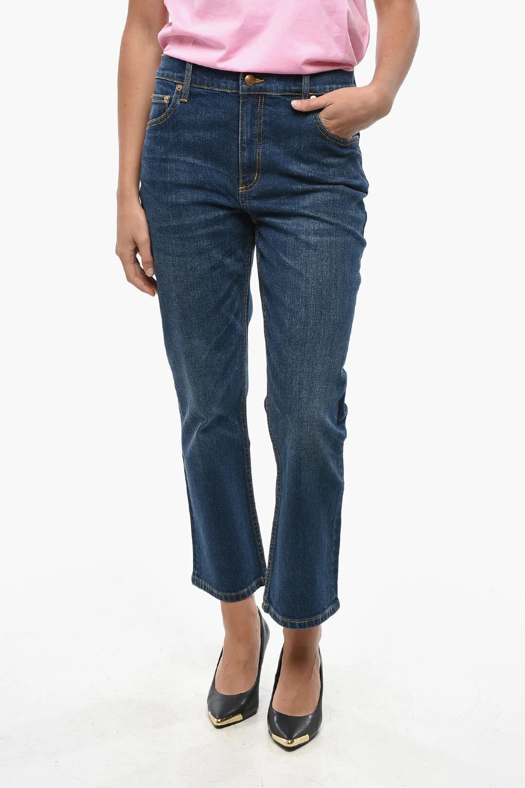 Tory Burch og1mm0426 High-Waist Wide-Leg Jeans in Blue Size 29" - 1 Thumbnail