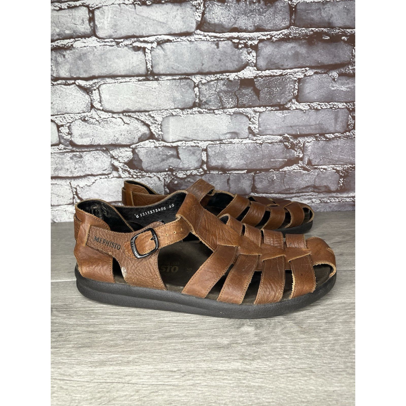 Mephisto MEPHISTO 4x Shock Brown Leather Fisherman Casual Strap Sanda Size US 13 / EU 46 - 15 Thumbnail