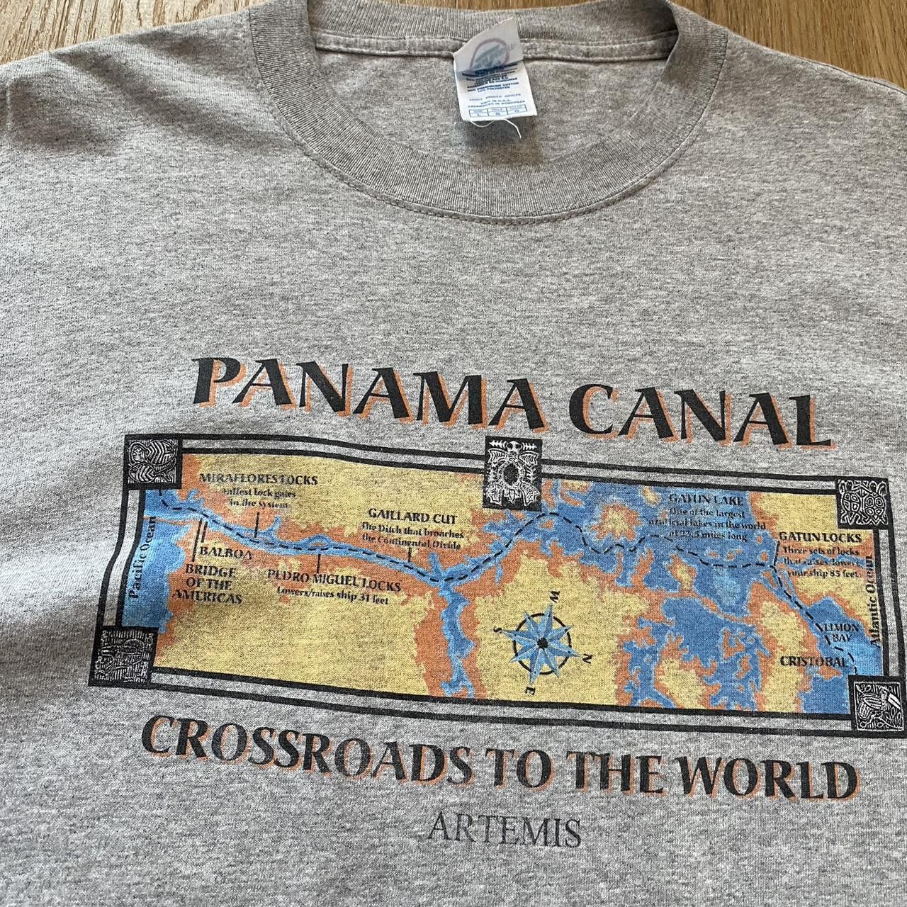 Delta Vintage 90s Panama Canal Boxy Retro y2k Grey Size US L / EU 52-54 / 3 - 3 Thumbnail