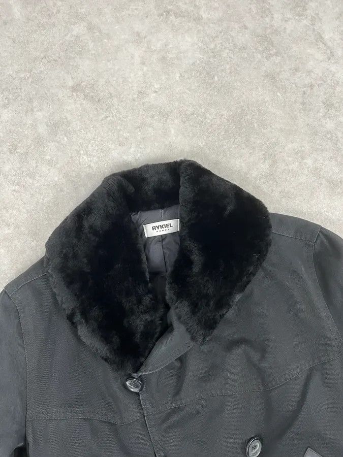 Vintage Rykiel Black Faux Fur Premium Belted Officer Jacket Size 40R - 5 Thumbnail