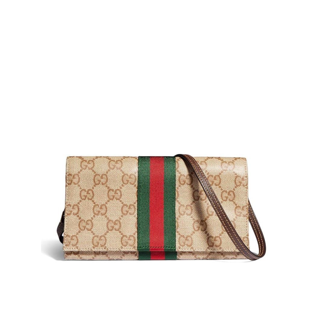 Gucci GUCCI $980 Sand/Brown Small Web Pouch New & Authentic Size ONE SIZE - 1 Thumbnail
