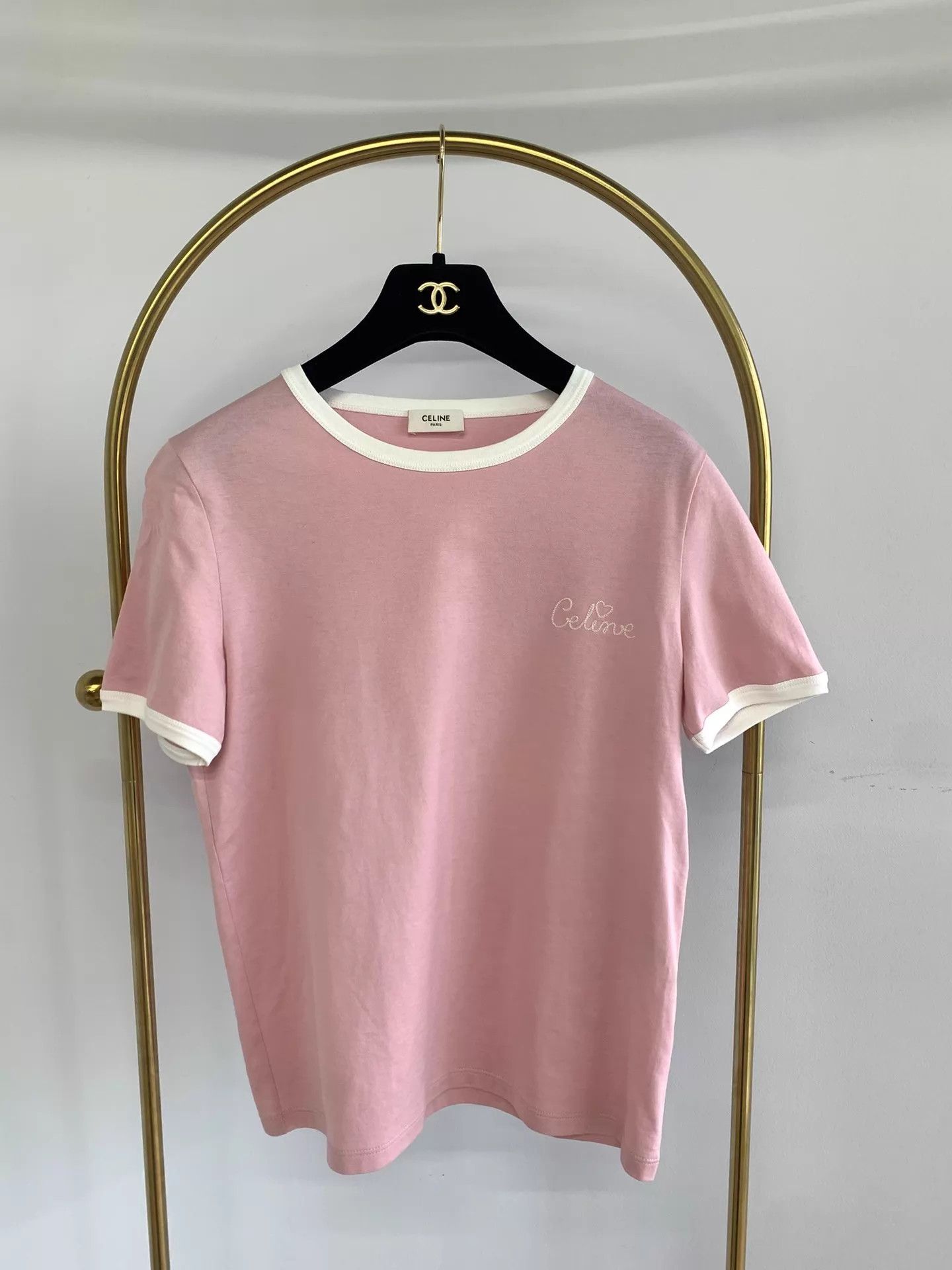 Celine Celine Pink Embroidered Print Tee S New Size S / US 4 / IT 40 - 1 Thumbnail