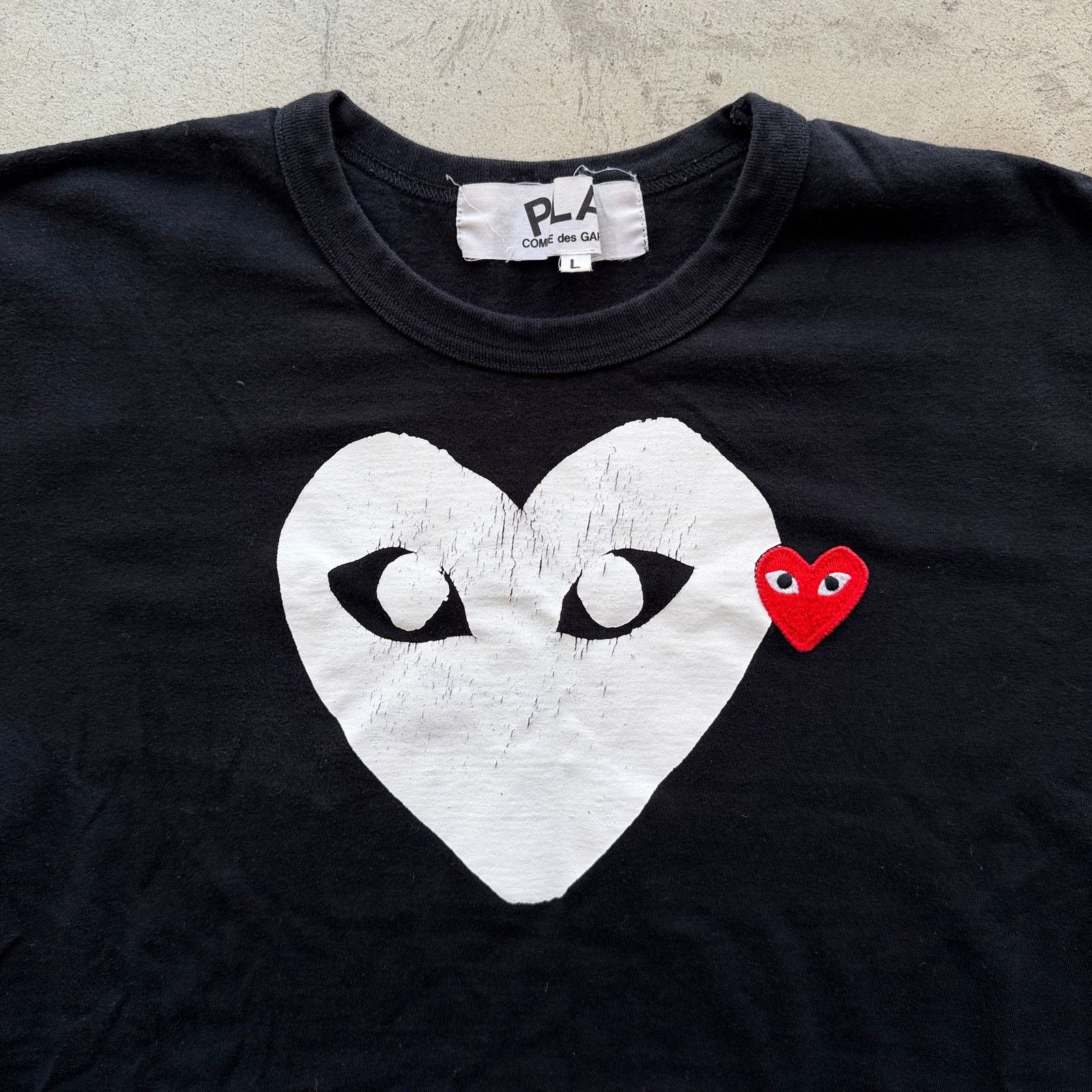 Comme des Garcons Comme des Garçons Double Play Heart Logo Tee Black Size L Size US M / EU 48-50 / 2 - 2 Thumbnail