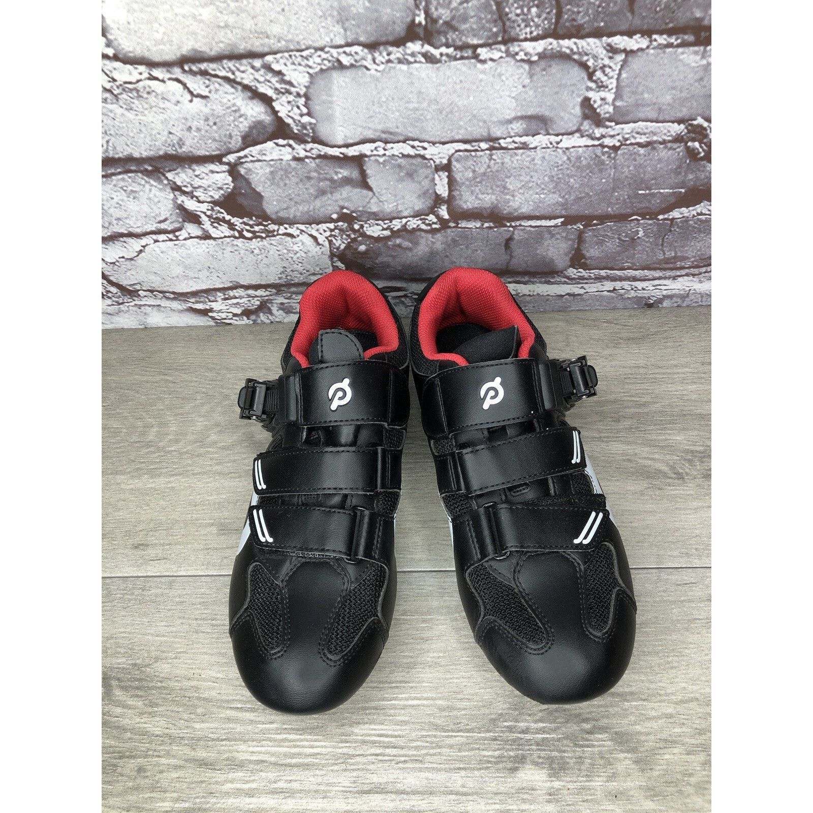 Other Peloton Cycling Shoes Black Leather Mesh White Red Strap Wom Size US 6.5 / IT 36.5 - 13 Thumbnail