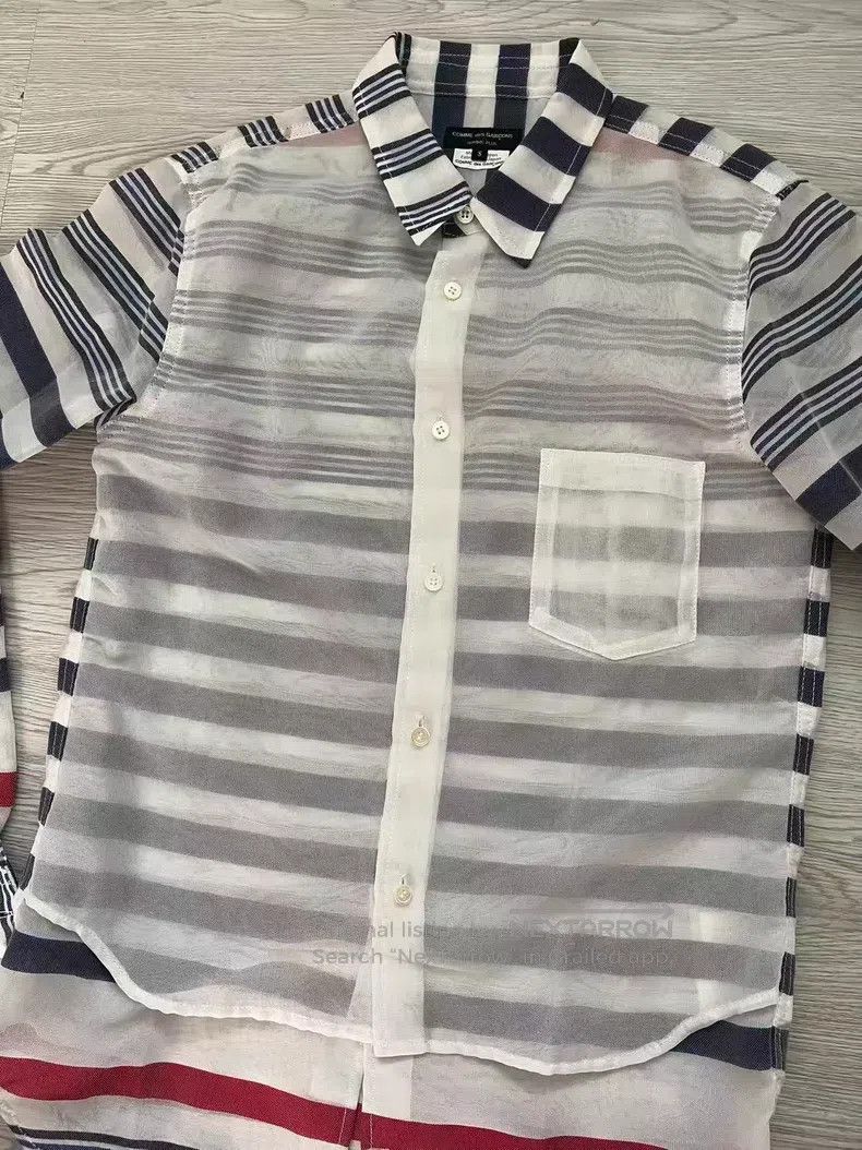Comme des Garcons Comme Des Garcons Tulle red and blue striped shirt Size US S / EU 44-46 / 1 - 4 Thumbnail