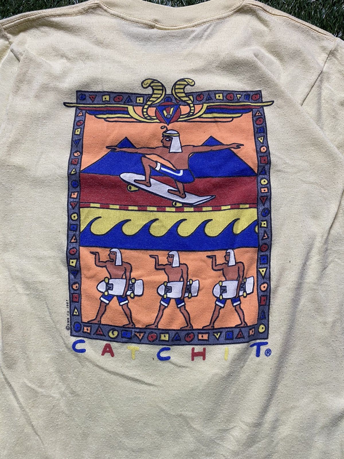 Vintage RARE 1980s Catch It Skateboards Egyptian T-Shirt Size Small Size US S / EU 44-46 / 1 - 2 Thumbnail