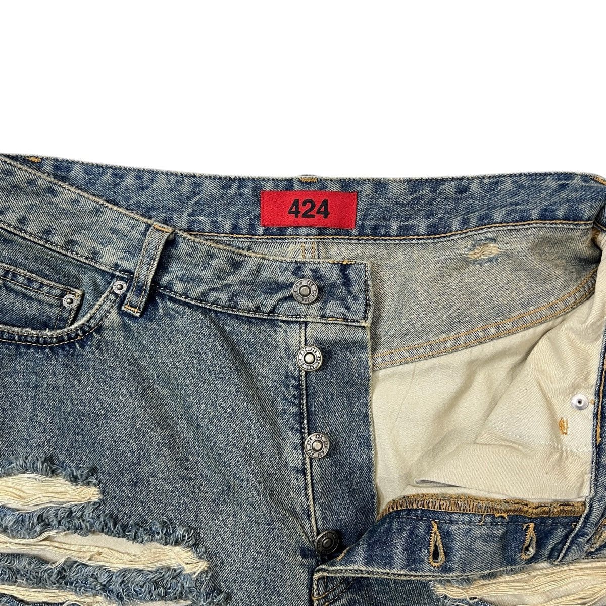 424 424 “Big Daddy” Destroyed Denim Shorts Size US 44 / EU 60 - 6 Thumbnail