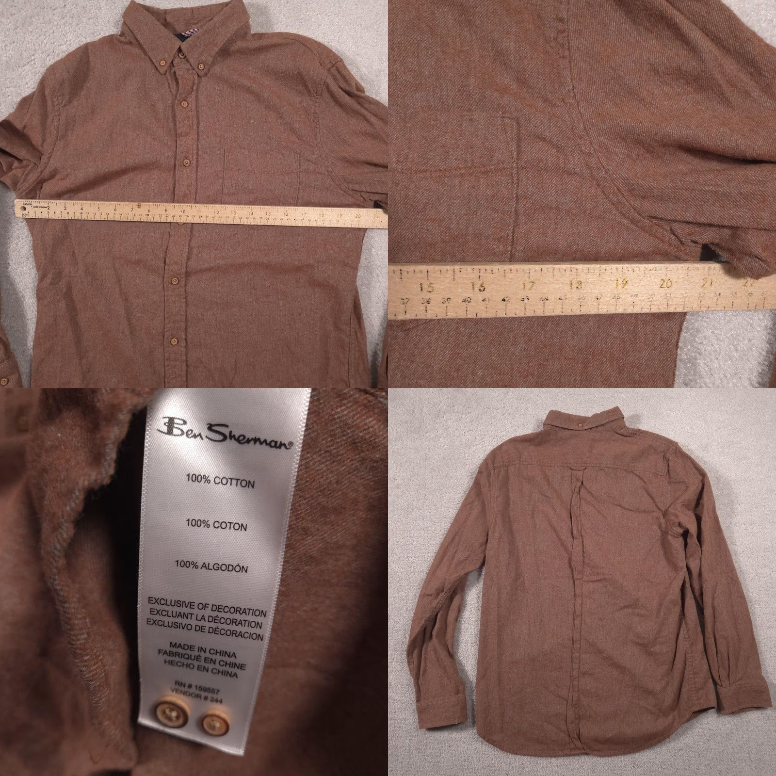 Ben Sherman Ben Sherman Shirt Mens L Brown Flannel Button-Front Long Sleeve Casual Size US L / EU 52-54 / 3 - 8 Thumbnail
