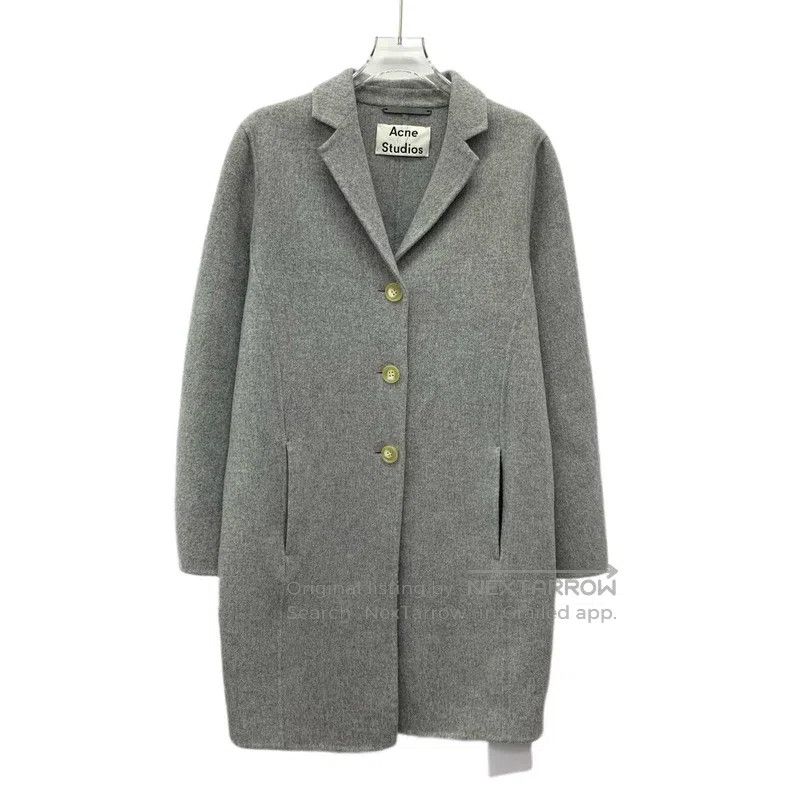 Acne Studios Acne Studios Gray Wool Notched Collar Single-Breasted Long Size XXS / US 00 / IT 34 - 1 Thumbnail