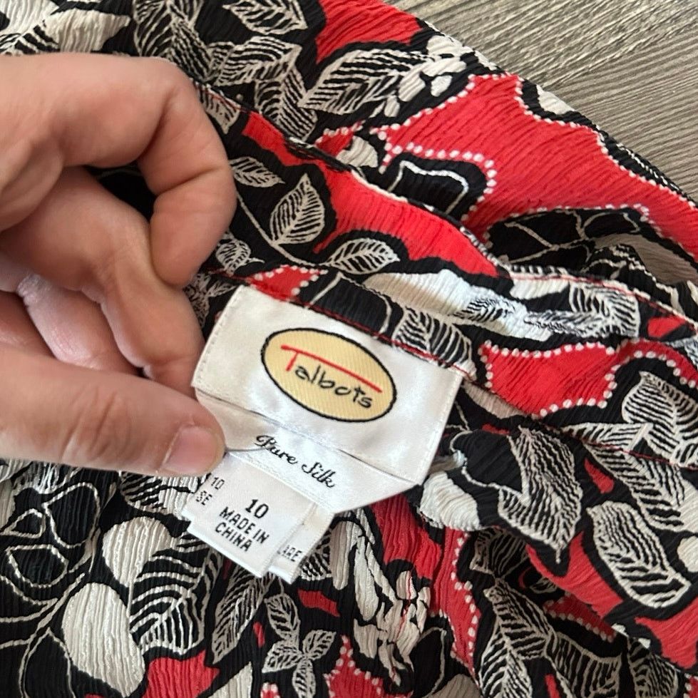 Other talbots red black white floral wrap short sleeve blouse Size L / US 10 / IT 46 - 3 Thumbnail