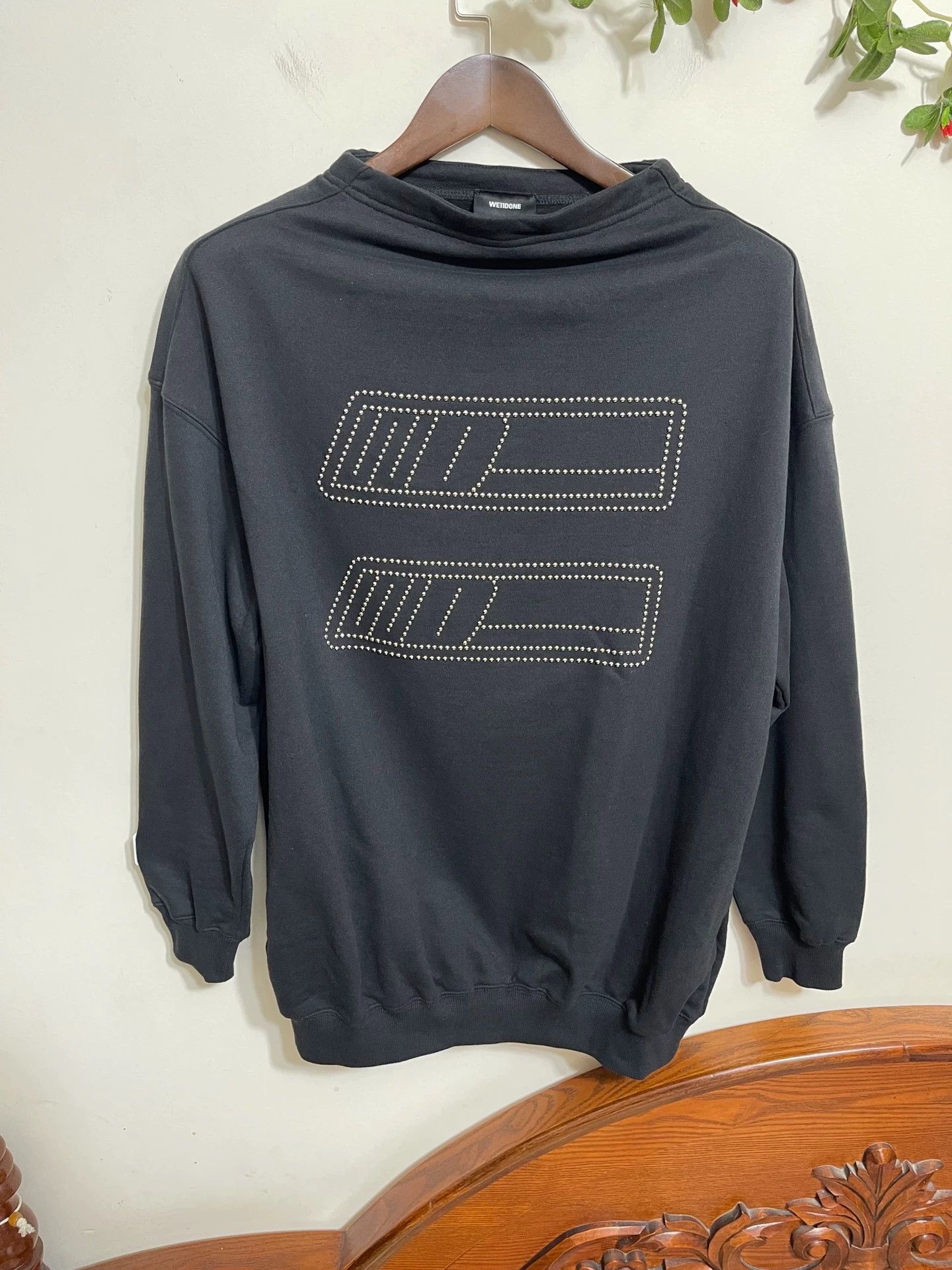 WE11DONE We11done Rivet Logo Wide Boatneck Fleece Sweatshirt (XS/S/M) Size US XS / EU 42 / 0 - 1 Thumbnail