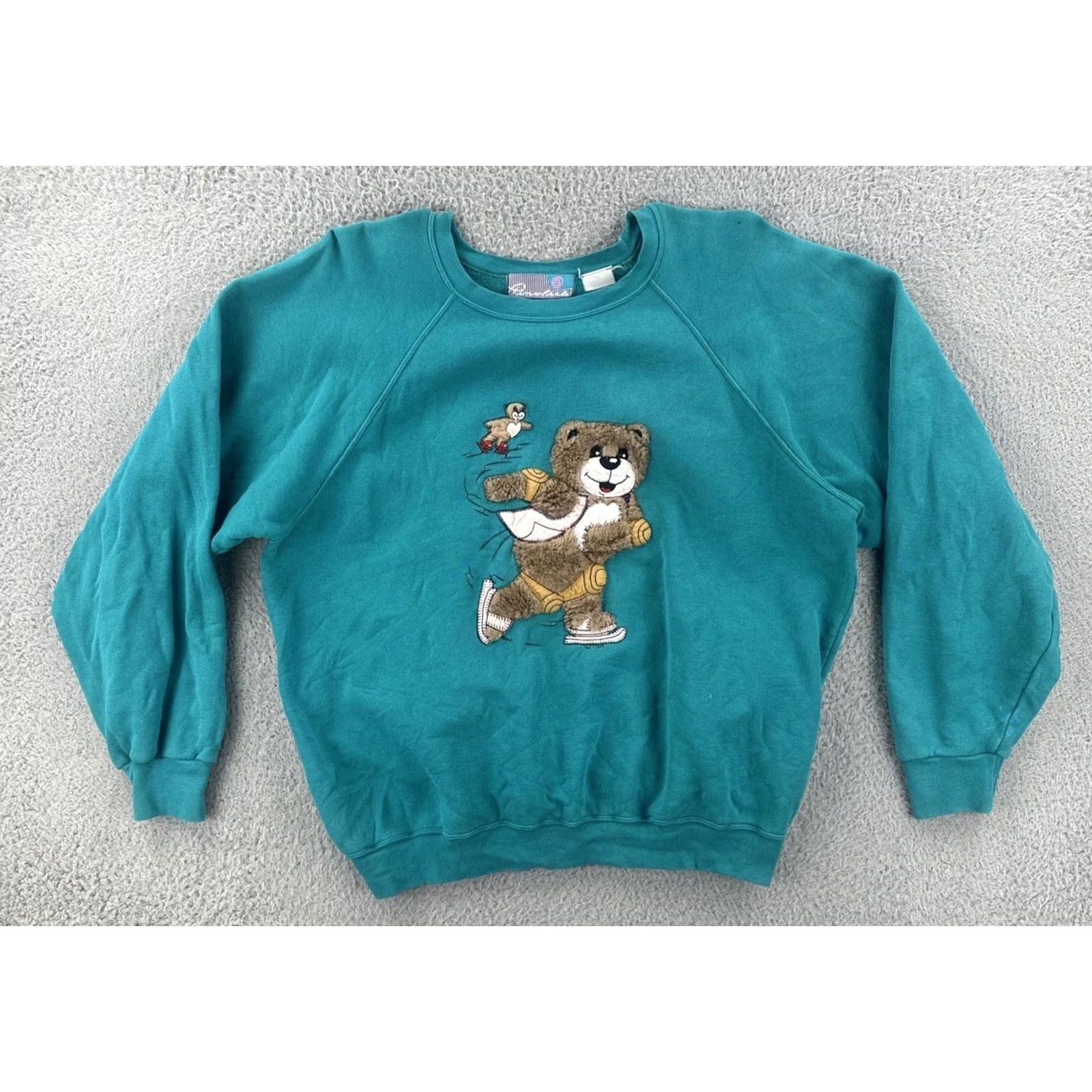Vintage VINTAGE Unbranded Sweatshirt Shirt Mens L Green Raglan Embroidered 90s Arts & Crafts Skating Bears Size US L / EU 52-54 / 3 - 2 Thumbnail
