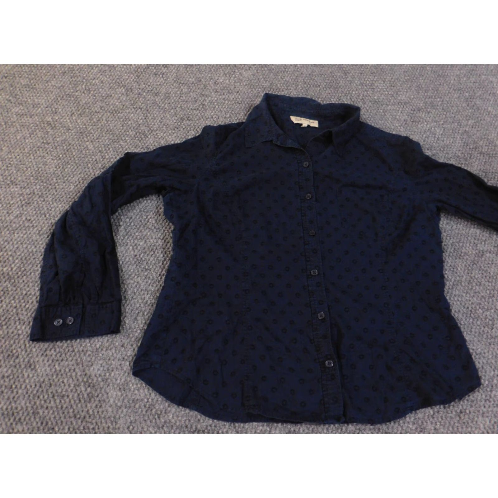 Jones New York Jones New York Shirt Button-Up Womens L Blue Geometric Cotton Rayon Casual Stretch Regular Size L Size L / US 10 / IT 46 - 3 Thumbnail