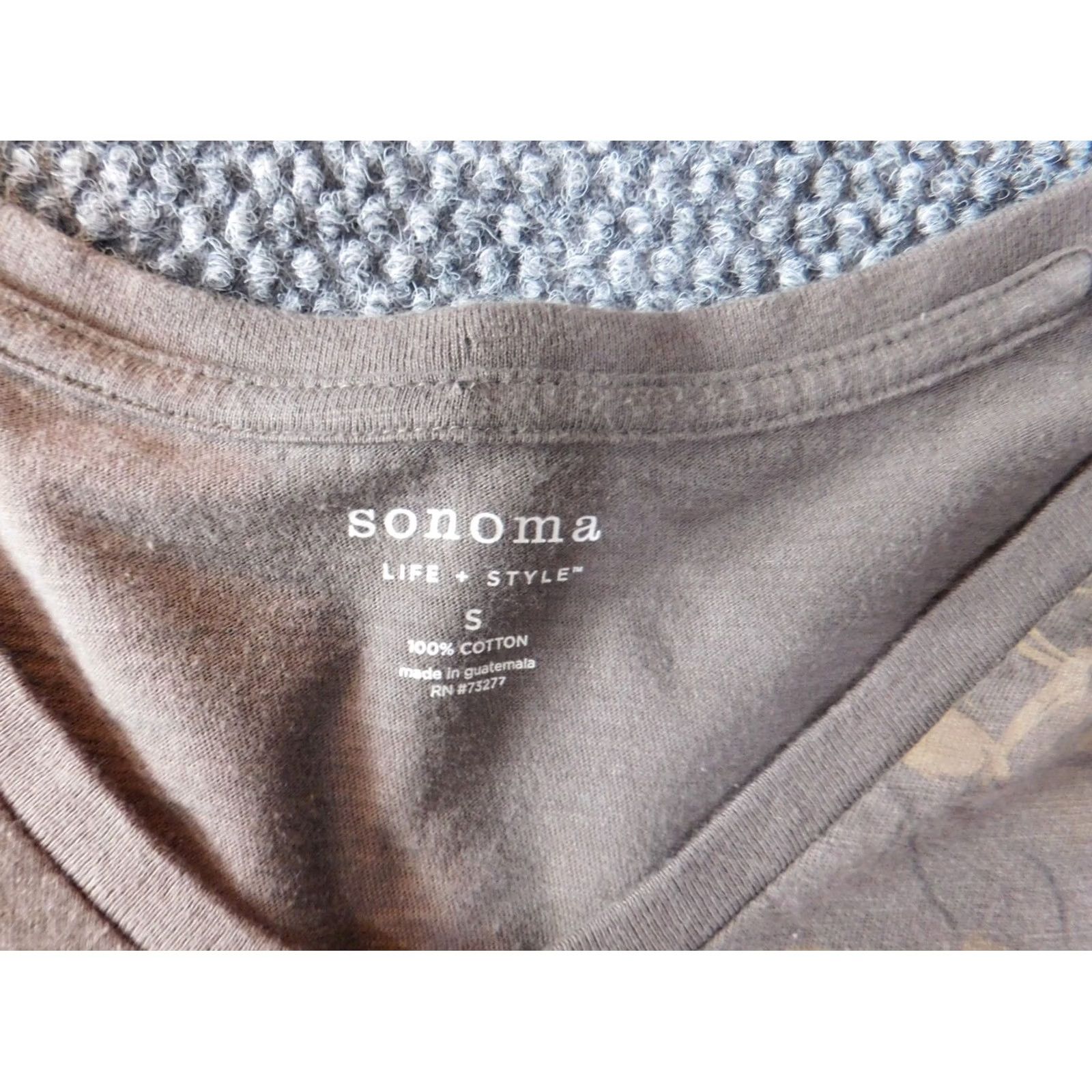 Vintage Sonoma Womens Shirt S Brown Floral Tee Top Blouse Short Sleeve Round Neck Pullover Casual 100% Cotton Size S / US 4 / IT 40 - 4 Thumbnail