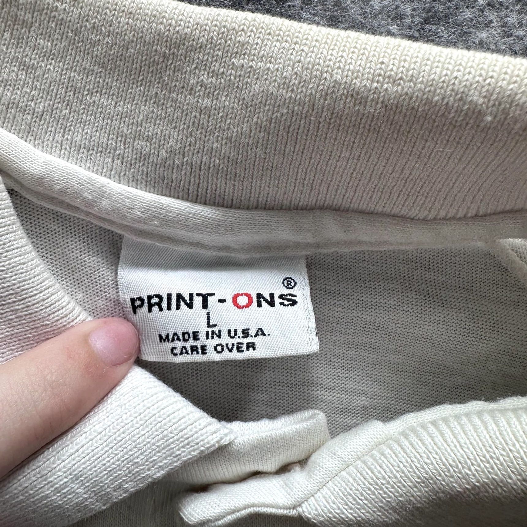 Vintage Vintage Print-Ons Polo Shirt Mens Large White Unitek Striped Sleeve 80s 90s Size US L / EU 52-54 / 3 - 6 Thumbnail
