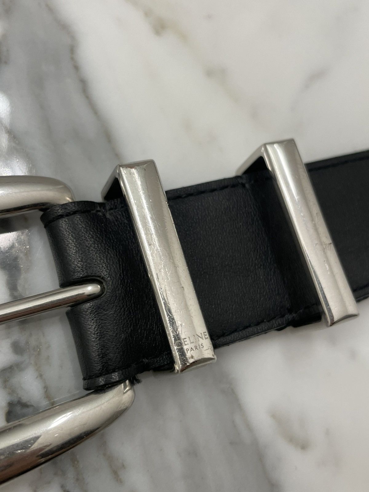 Celine Celine Large Black Leather Western Belt 35mm (29-32) 85 RARE Size 32 - 4 Thumbnail
