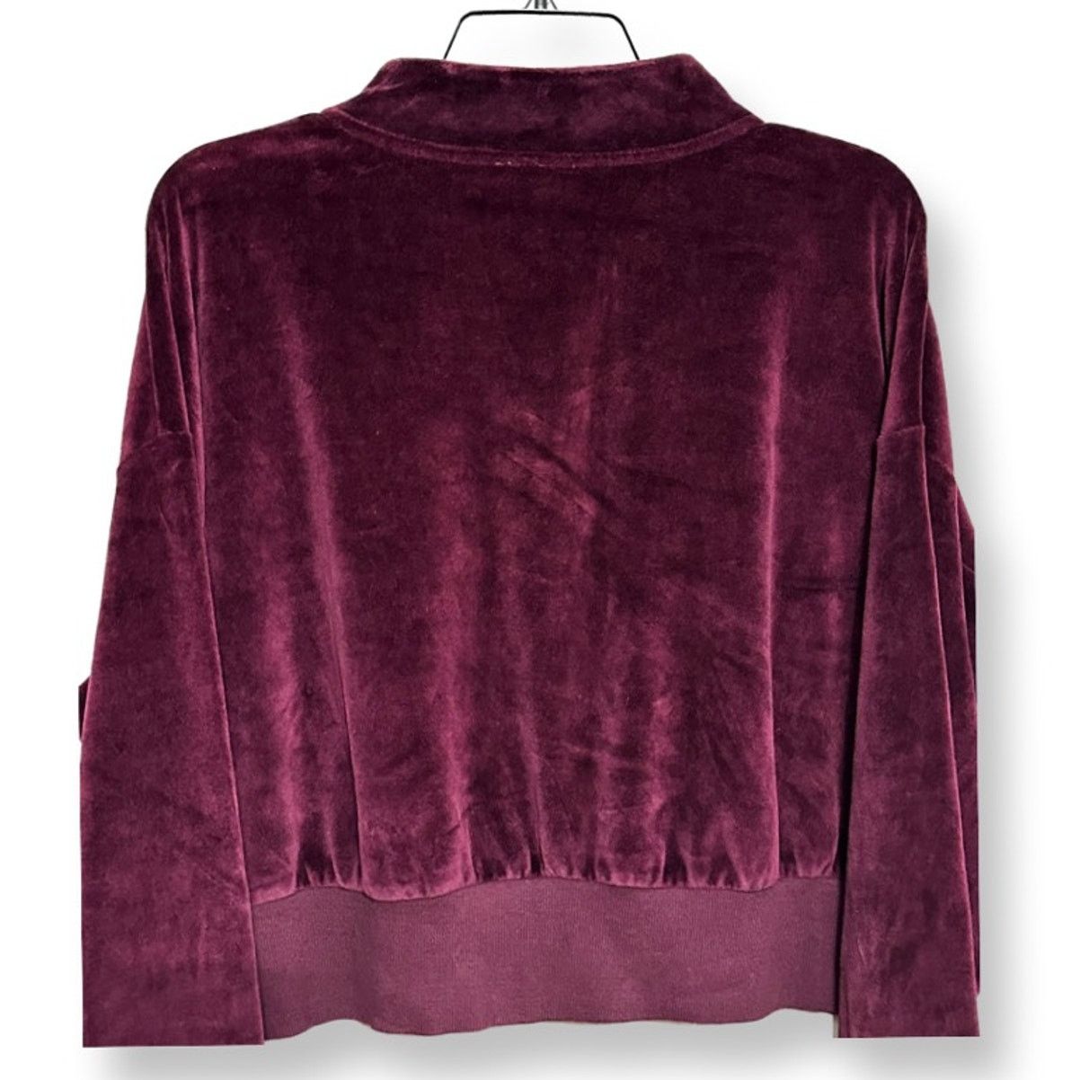 Other Abound Cropped Sweatshirt Velvet 1/4 Zip Maroon Size 1X NWOT Size XL / US 12-14 / IT 48-50 - 5 Thumbnail