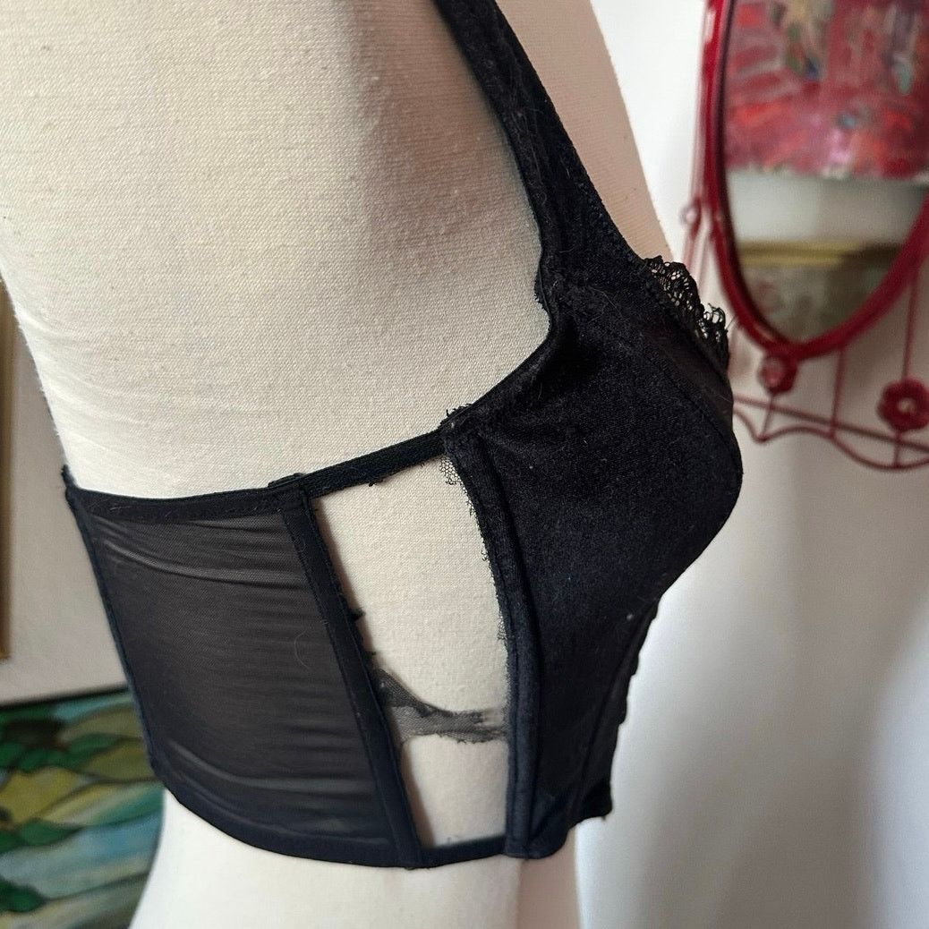 Victoria's Secret victorias secret black velvet crop tank top corset Size S / US 4 / IT 40 - 4 Thumbnail