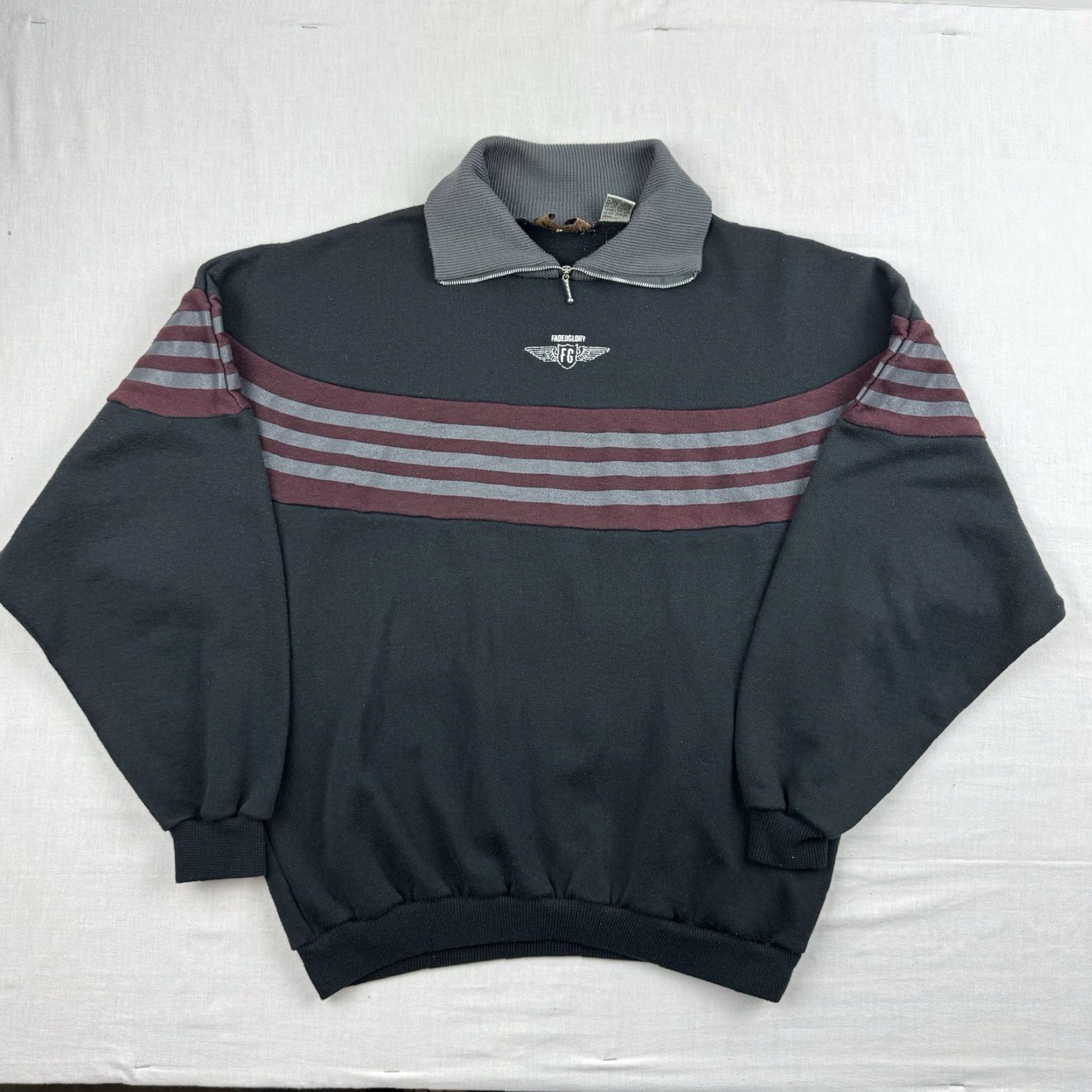 Faded Glory VINTAGE Faded Glory Sweatshirt Adult Medium Black Collar Quarter Zip 80s Aviation Mens Size US M / EU 48-50 / 2 - 2 Thumbnail