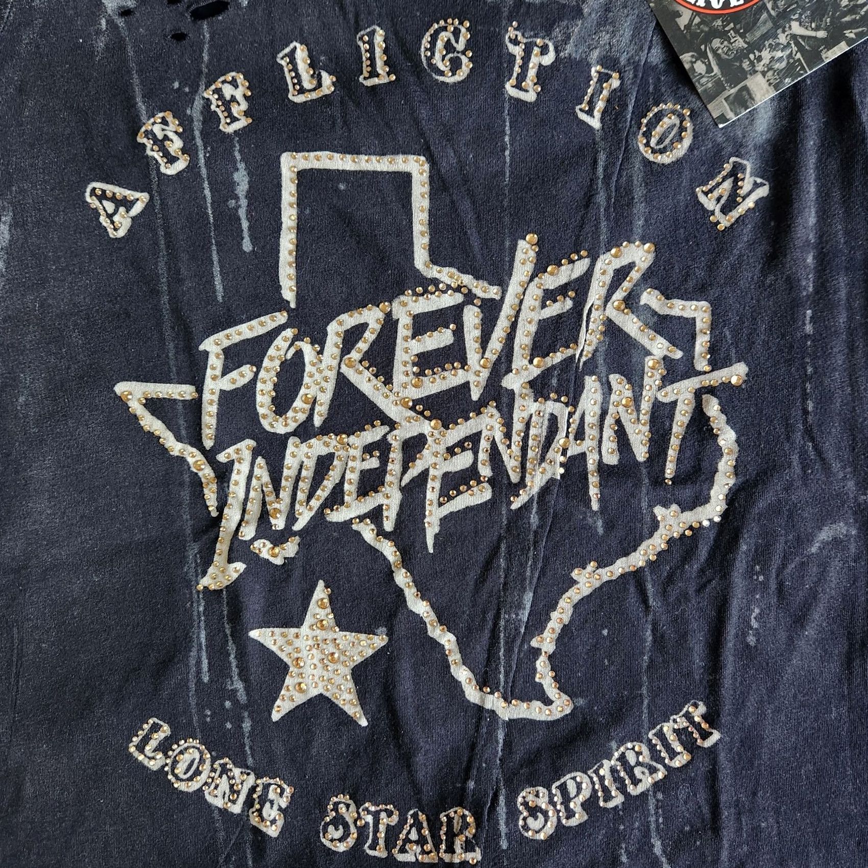 Affliction Affliction Forever Independent Texas Biker Y2K XS Black Studded Graphic Shirt Size XS / US 0-2 / IT 36-38 - 2 Thumbnail