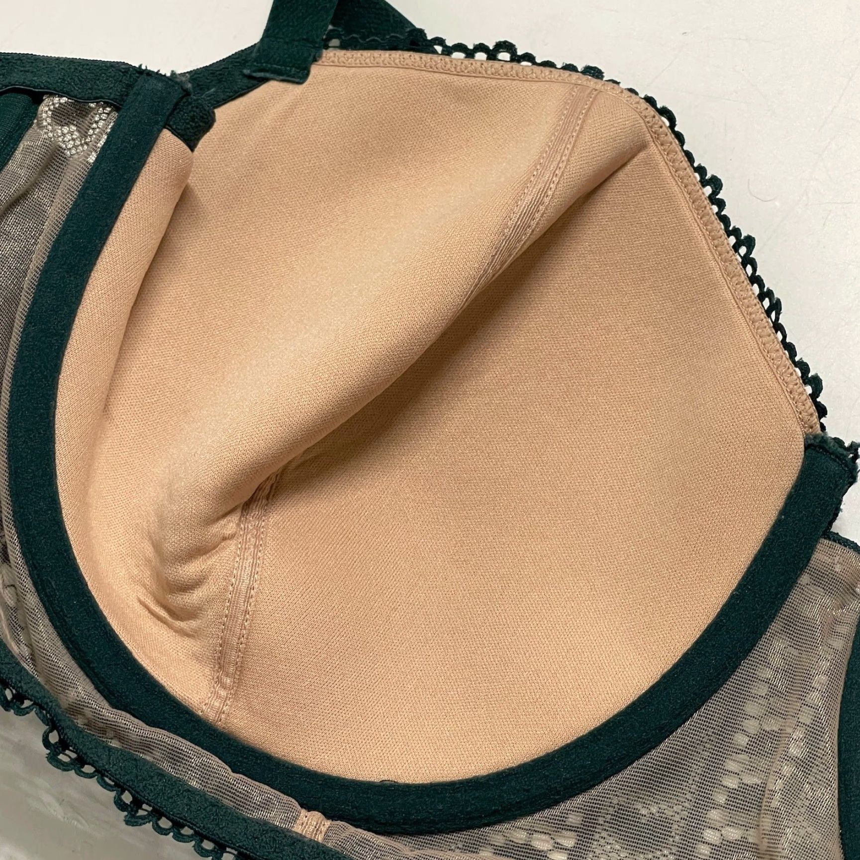 Vintage Adore Me Nymphadora Contour Balconette Bra Green Lace Overlay 44D Underwire Women's Bra Size ONE SIZE - 6 Thumbnail