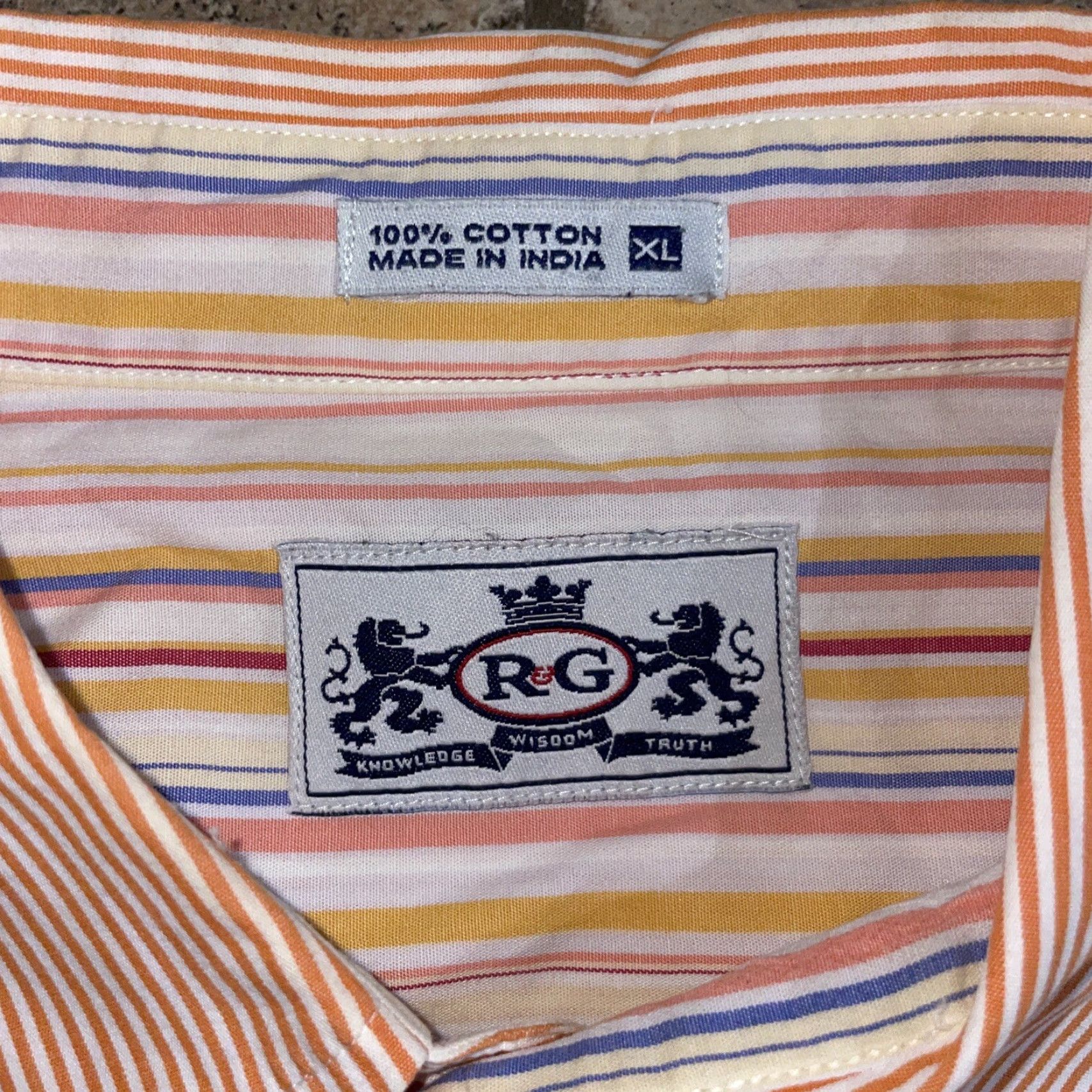 Robert Graham Robert Graham striped Long Sleeve shirt Mens XL orange Button-Up Regular Size Size US XL / EU 56 / 4 - 3 Thumbnail