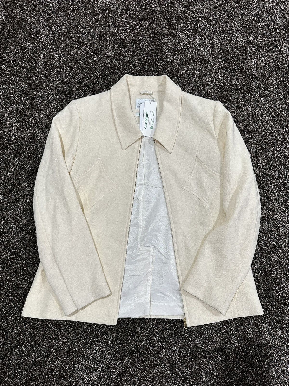 Casablanca Casablanca Diamond-Applique Off White Zip-Up Jacket Size US L / EU 52-54 / 3 - 11 Thumbnail