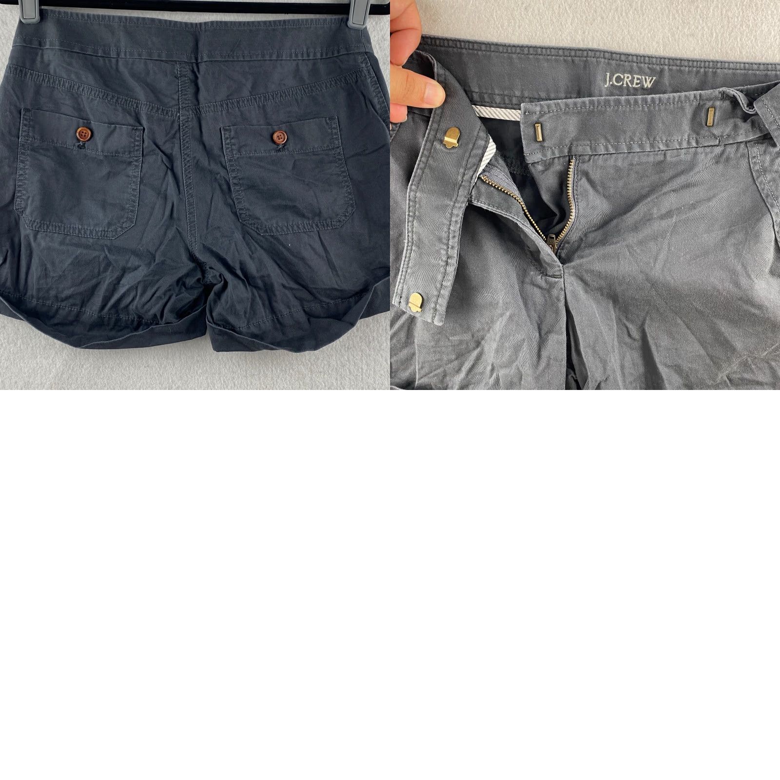 J.Crew J. CREW Shorts Womens 0 Gray Chino Utility Cuffed Button Pockets Hiking Dark Wash - Regular Fit, Belted, CottonTwill, Casual, Modern Womens Size 25" / US 0 / IT 36 - 8 Thumbnail