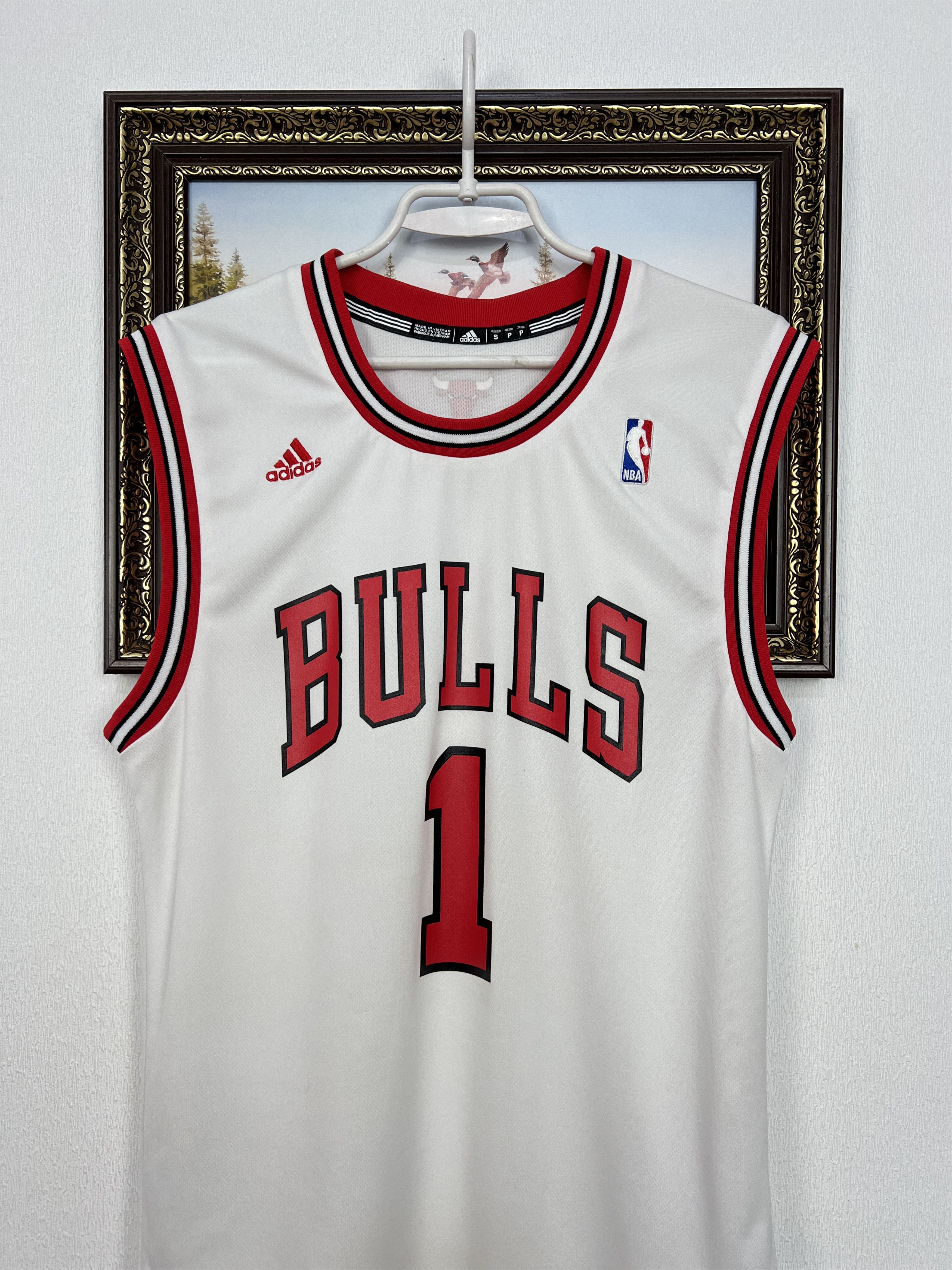 Adidas Vintage Adidas Chicago Bulls NBA #1 Rose White Jersey Mens Size US S / EU 44-46 / 1 - 2 Thumbnail