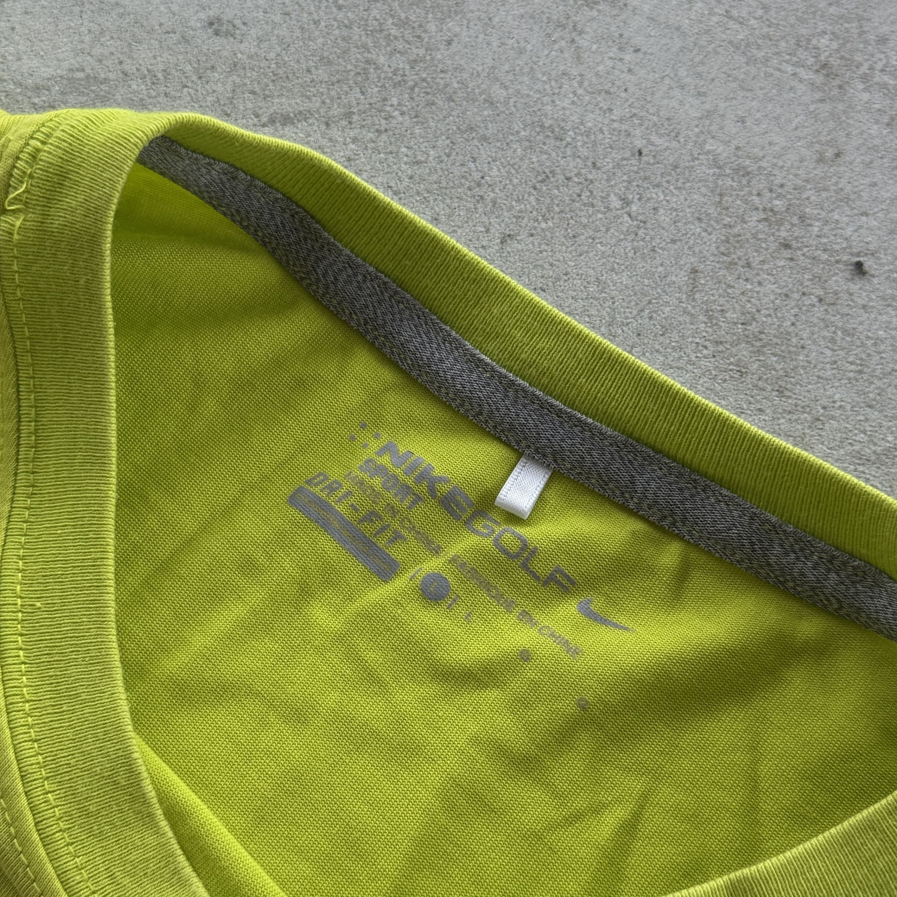 Nike Nike Golf Dri Fit Lime Green Big Swoosh Logo T Shirt Size US L / EU 52-54 / 3 - 5 Thumbnail