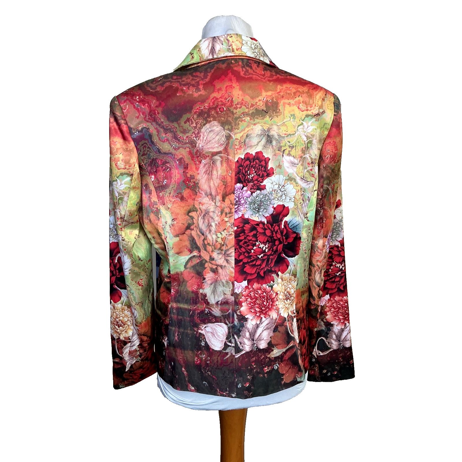 Other MI SOLO SATIN WILD BRIGHT FLORAL 2-BUTTON BLAZER JACKET SZ L Size L / US 10 / IT 46 - 3 Thumbnail