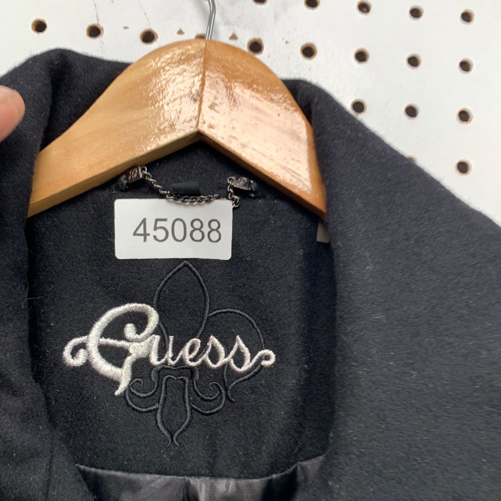Guess VINTAGE Guess Wool Coat Womens Small Black Blend Double Breasted Size S / US 4 / IT 40 - 6 Thumbnail