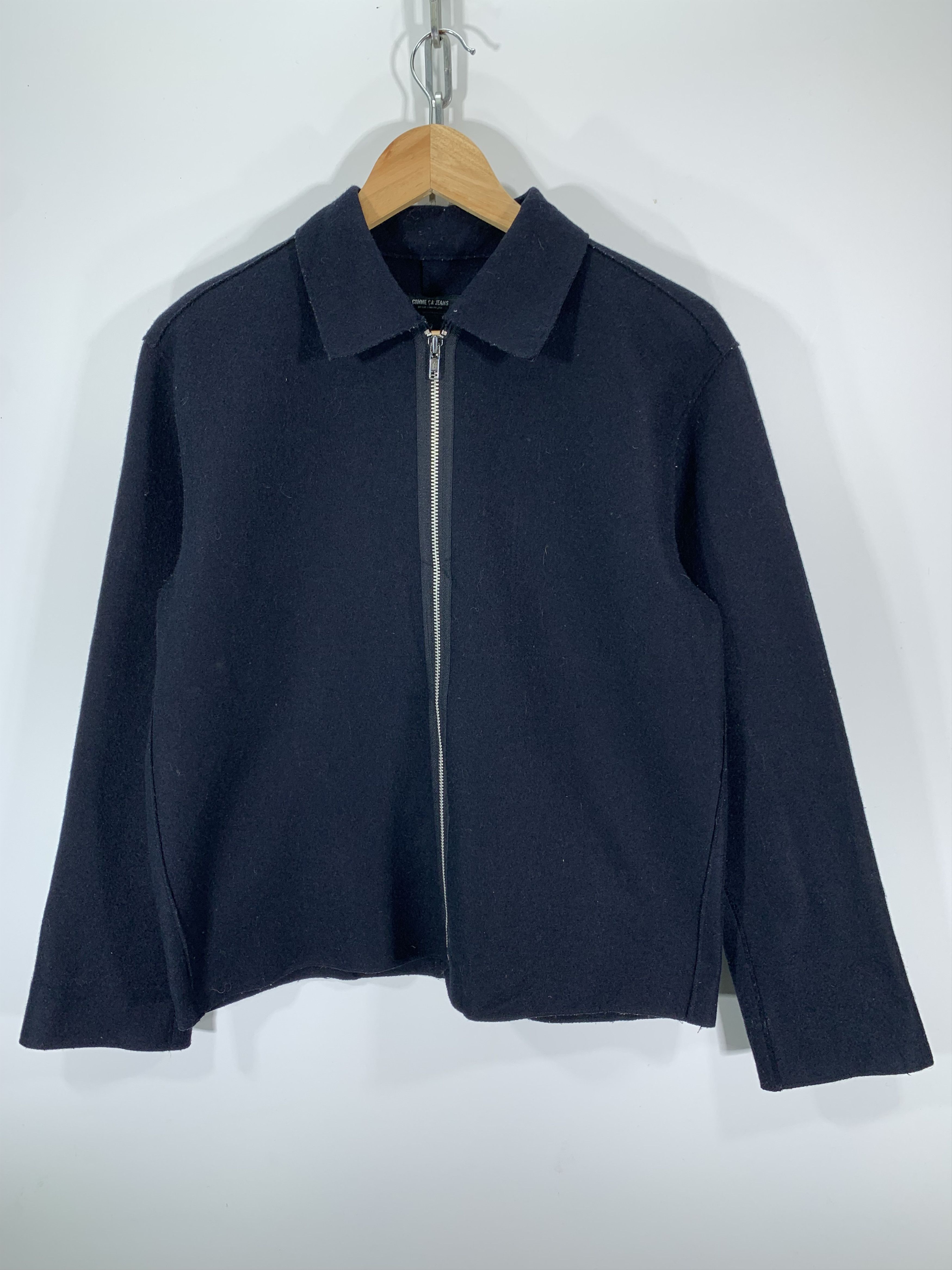 image of Cashmere Wool x Vintage Comme Ca Jeans Wool Jacket in Dark Blue, Men's (Size Small)