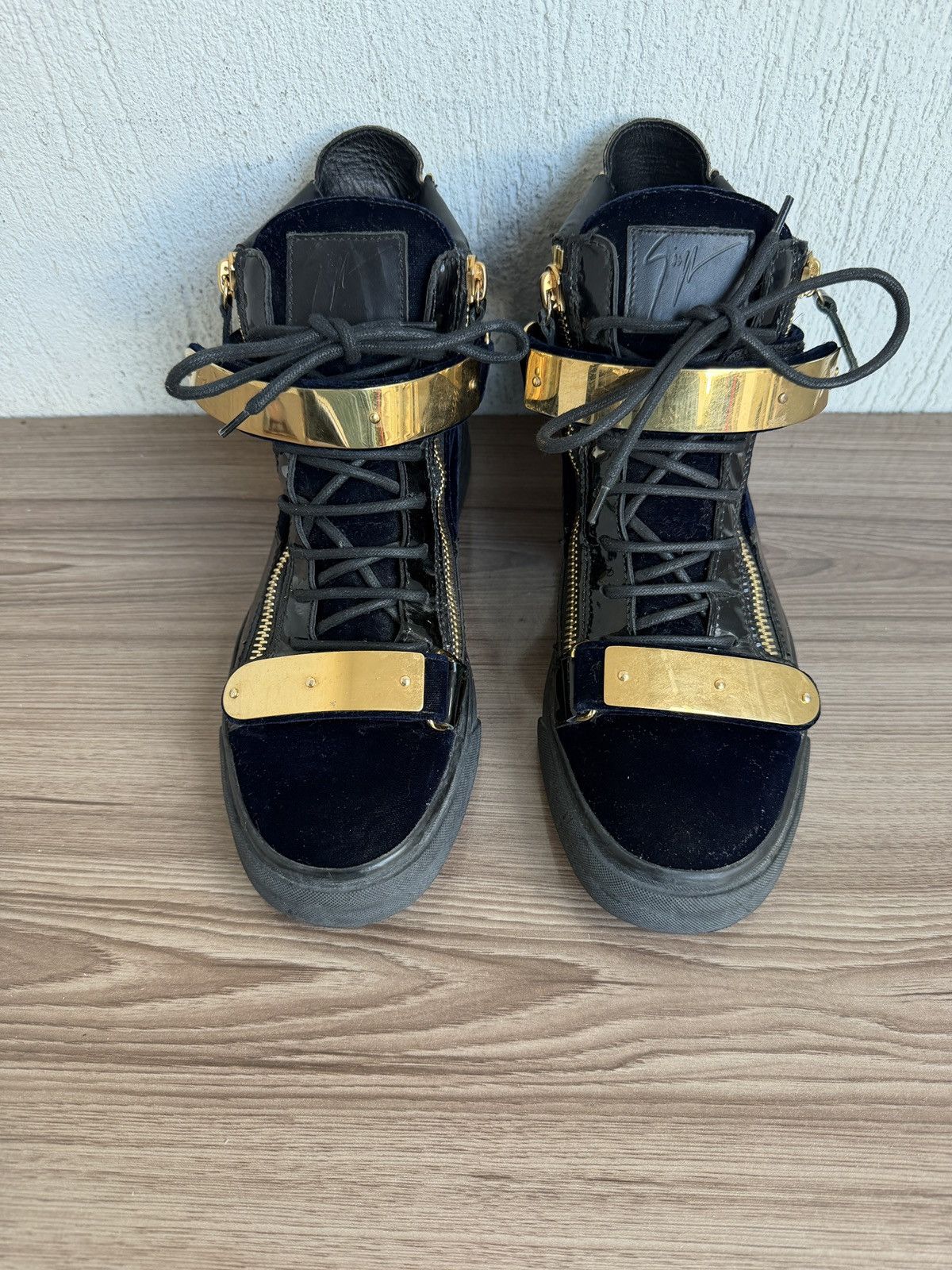 Giuseppe Zanotti chained double zip velvet sneaker Size US 8.5 / EU 41-42 - 6 Thumbnail