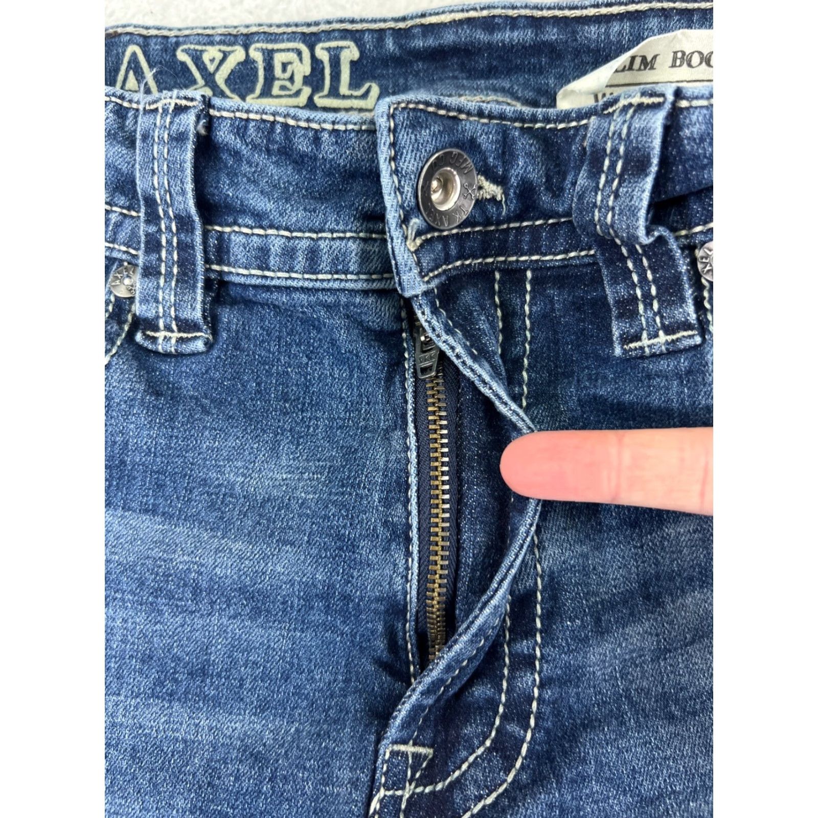 Vintage TK Axel Jeans Men 36 Blue Denim Cotton Blend Embroidered 5-Pocket Design Straight Relaxed 36x32 Size US 36 / EU 52 - 5 Thumbnail