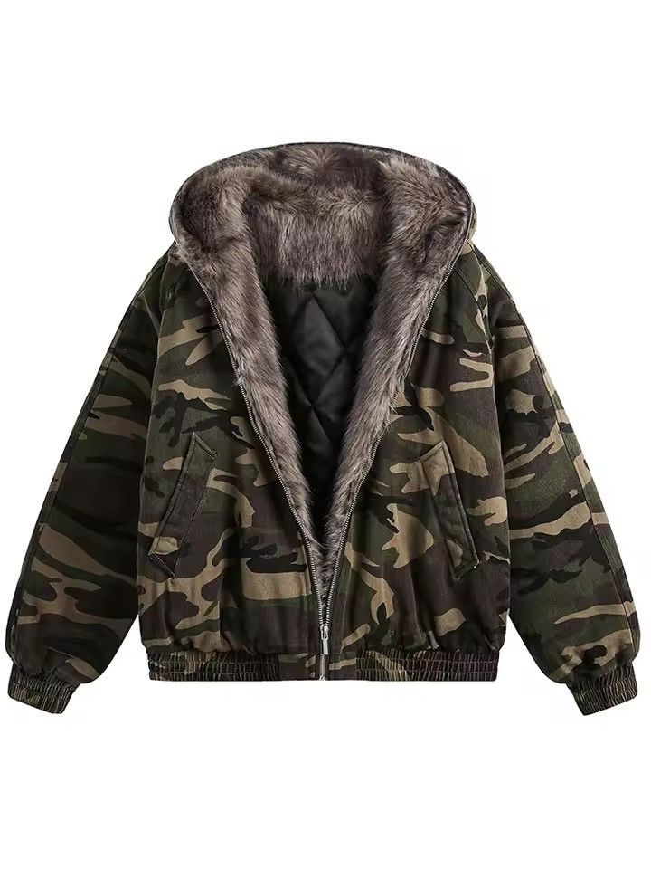 Japanese Brand Fleece Camouflage Zipper Hooded Size US M / EU 48-50 / 2 - 2 Thumbnail