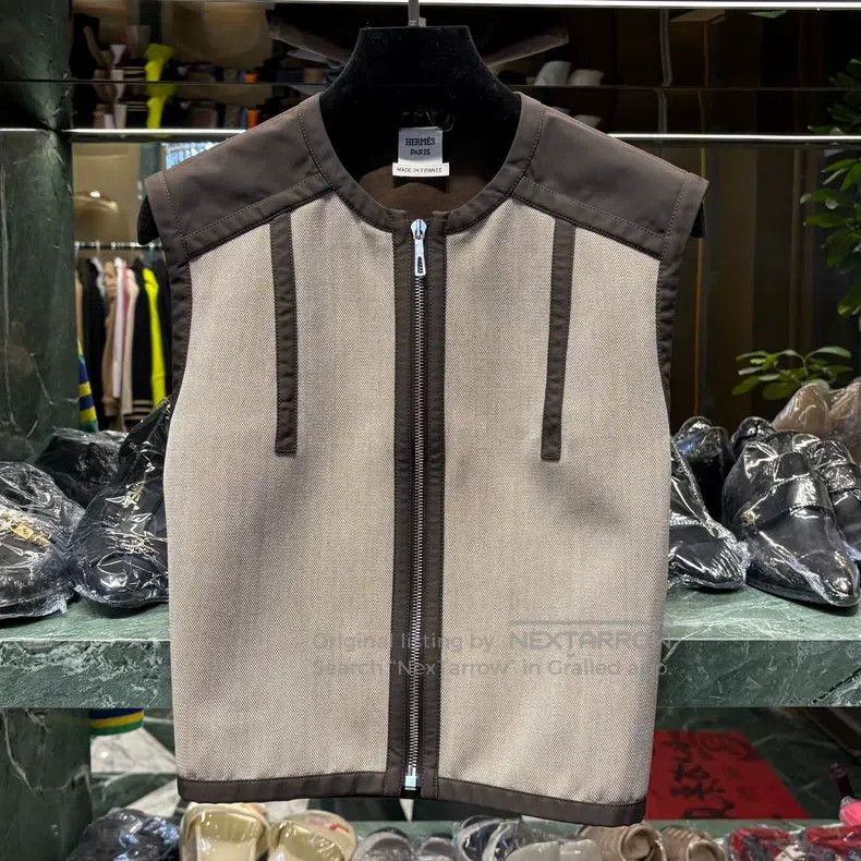 Hermes Hermes Ladies' linen and chocolate color vest Size XS / US 0-2 / IT 36-38 - 1 Thumbnail