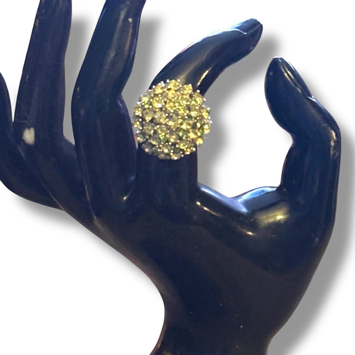 Vintage Vintage silver tone light green rhinestones cluster ring Size ONE SIZE - 2 Thumbnail
