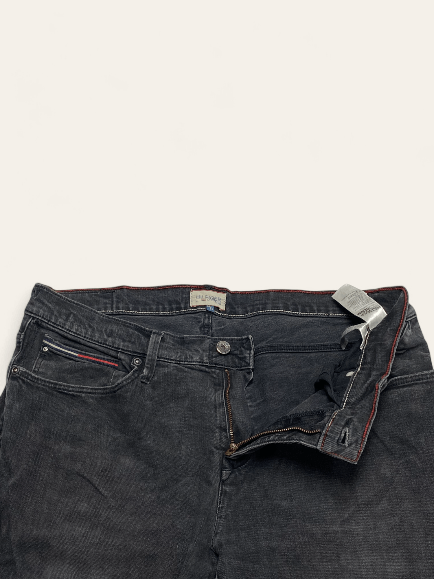 Jean 00s Vintage TOMMY HILFIGER DENIM Black Washed Faded Jeans Size US 35 - 6 Thumbnail