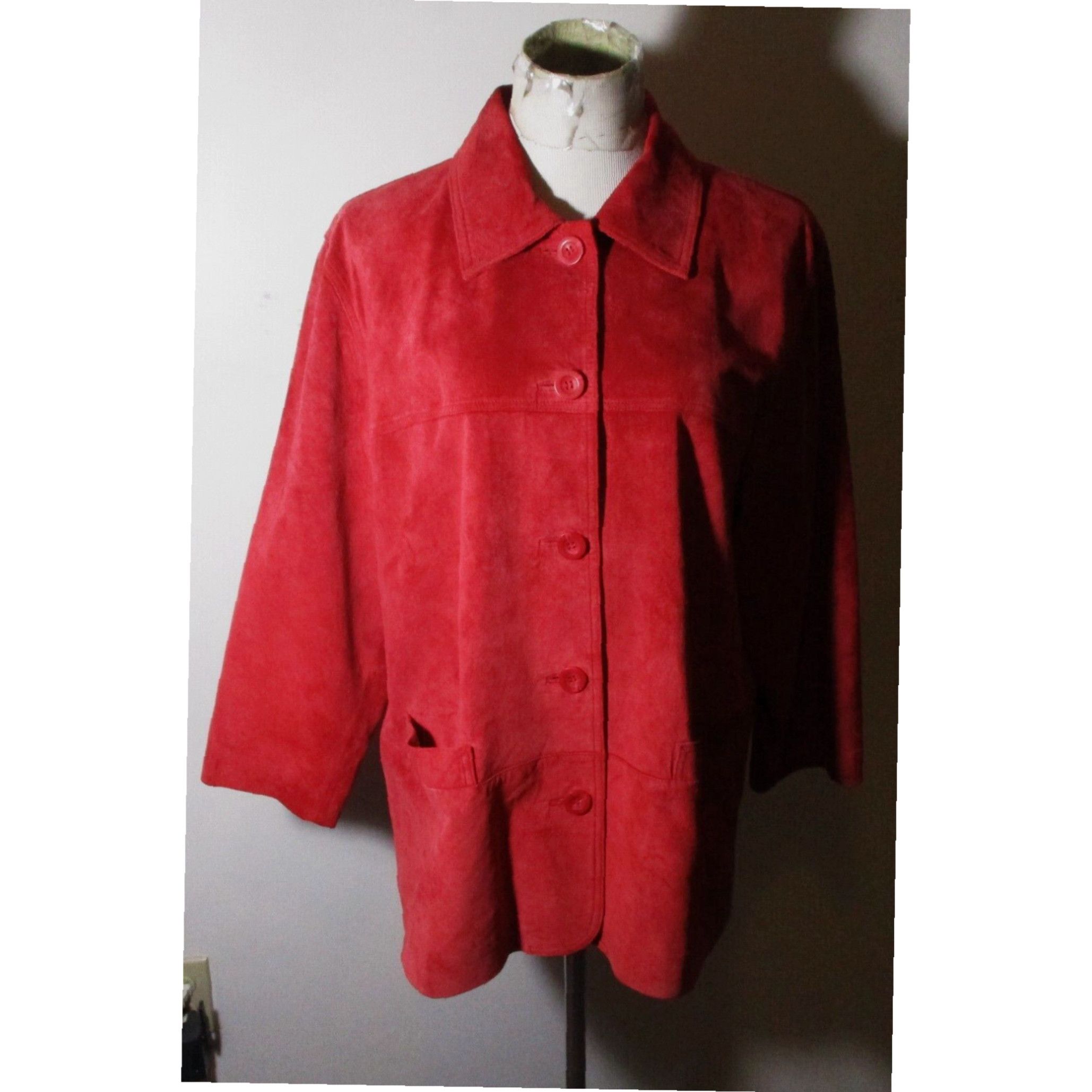 Vintage Authentic 100 Percent Suede Leather Rust Colored Petite Size L Women s Jacket by ST. JOHN S BAY Grailed